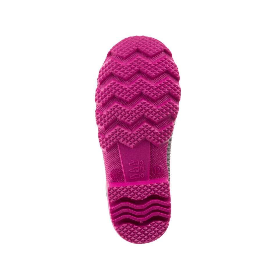 Kamik Charcoal/Magenta Stomp Youth Rain Boots - Waterproof Kids Rain Boots for Outdoor Play, Puddle Jumping & School