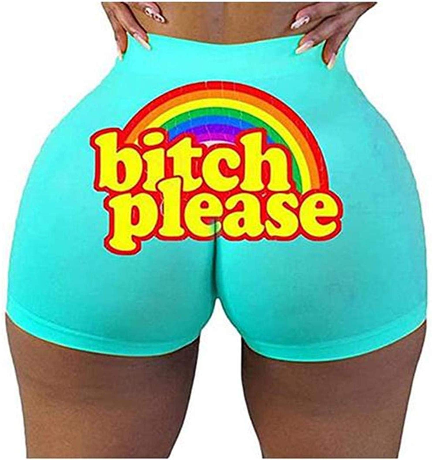 Sexy Booty Shorts for Women - Funny Printed Gym & Yoga Shorts - High Waisted Athletic Clubwear Bottoms - Perfect for Workouts, Dance, and Nightclub Outfits