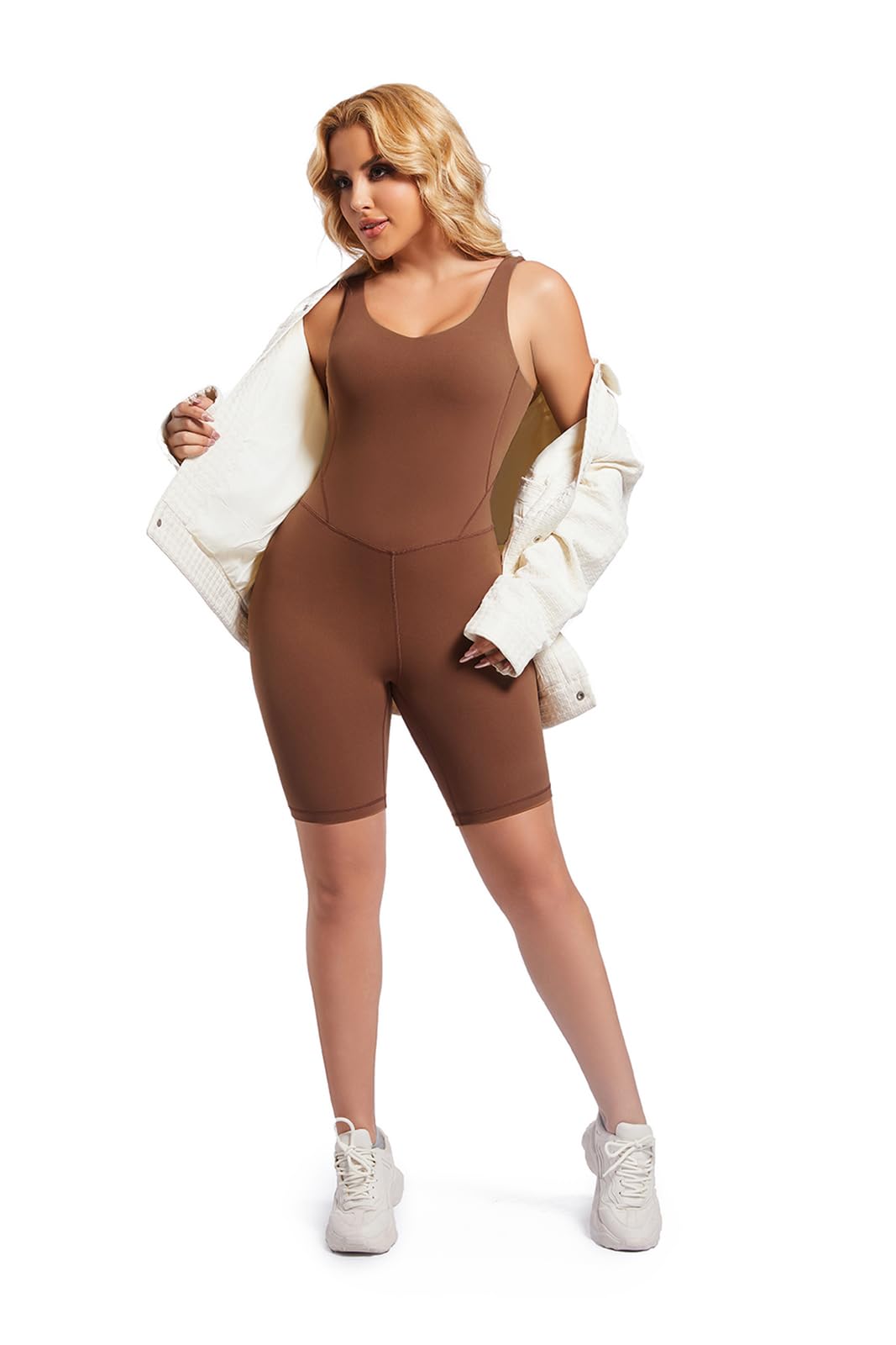 Women's One Piece Short Jumpsuit - Sleeveless Unitard Bodysuit & Bodycon Romper for Workout, Gym, Yoga, Dance & Athletic Wear - Comfortable Stretchy Activewear for Women