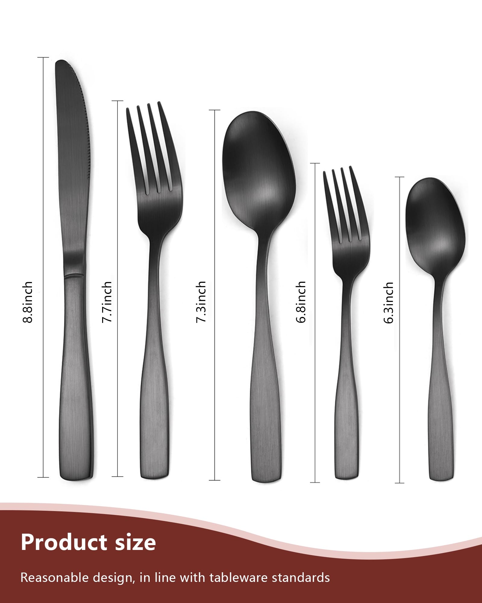 32-Piece Stainless Steel Flatware Set for 8 - Matte Black Silverware Cutlery Set with Knives, Spoons & Forks | Dishwasher Safe | Perfect for Home, Dinner Parties & Restaurant Use
