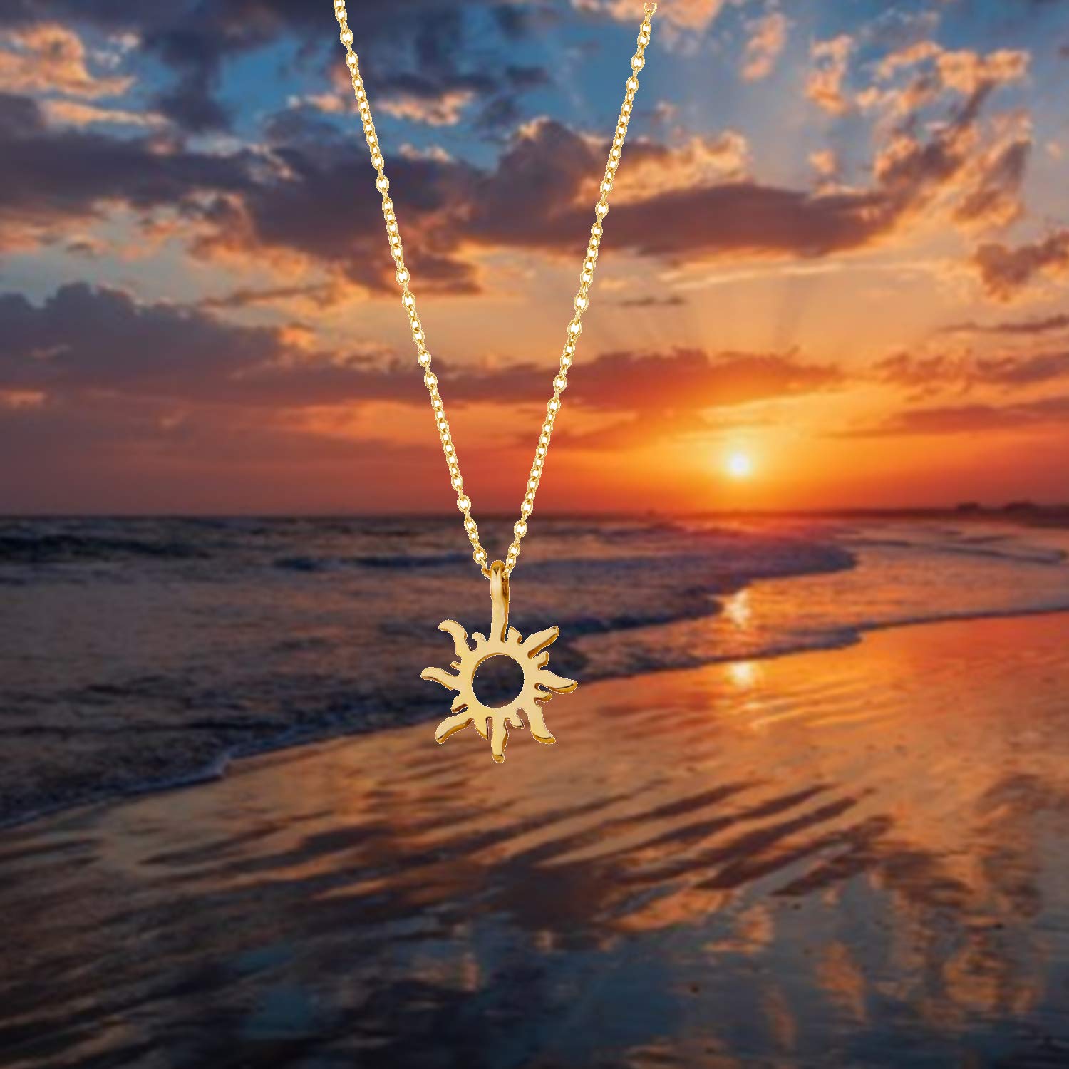 MYOSPARK Minimalist Sun Pendant Necklace for Women - Dainty Gold Sun Charm Jewelry with Gift Message Card - Perfect Birthday, Anniversary & Valentine's Day Gift for Her - Ideal for Everyday Wear, Date Nights & Special Occasions