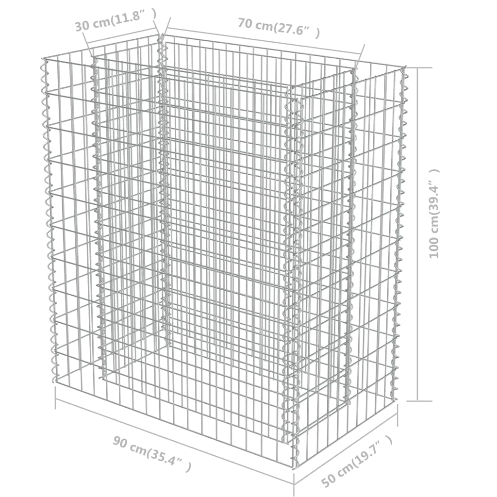 Galvanized Steel Gabion Raised Garden Bed - 35.4