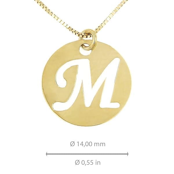 14K Gold Small Initial 'M' Pendant Necklace for Women - 16+2 Inch Gold Chain, Italian Fine Jewelry from Italy | Elegant Gift for Birthday, Anniversary & Everyday Wear