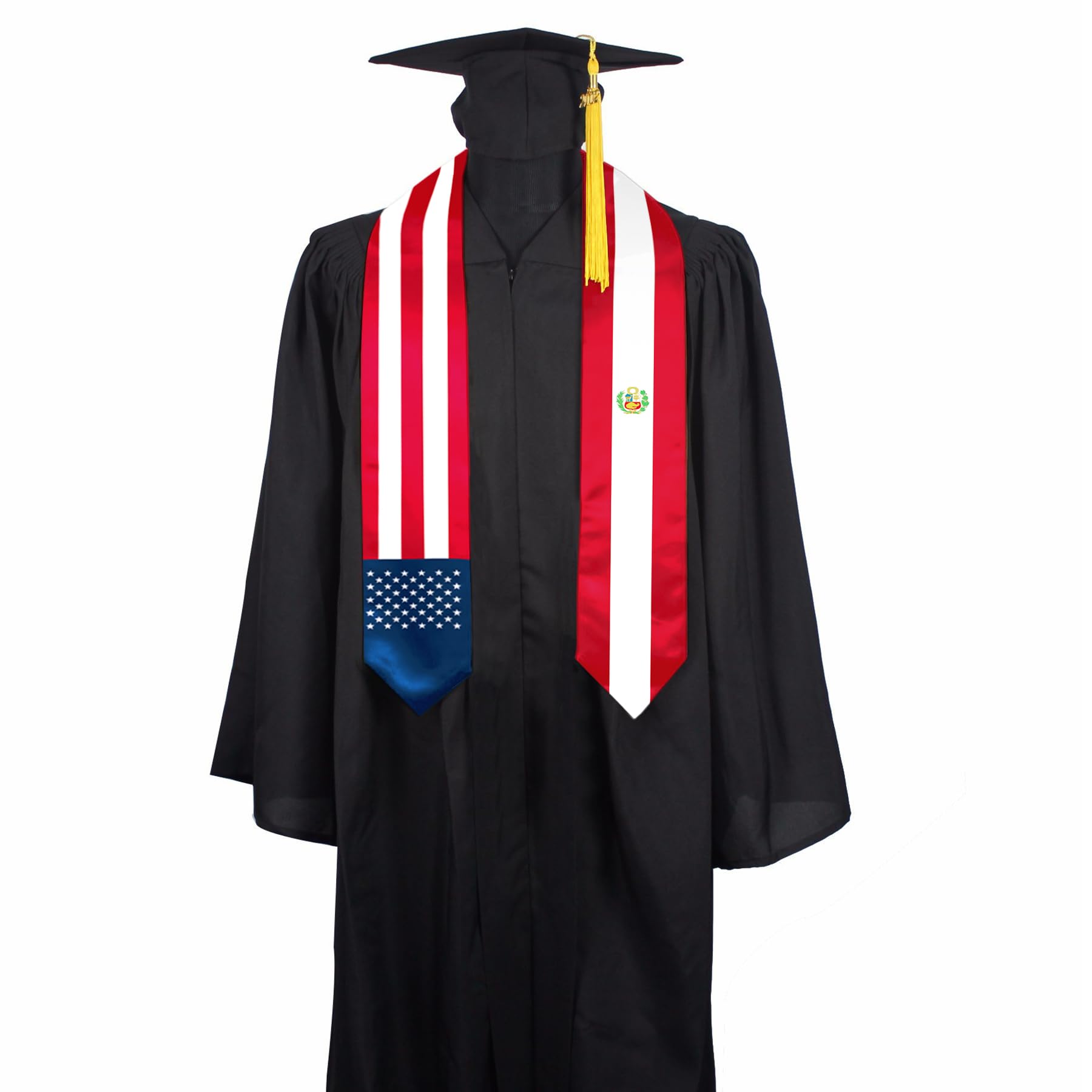 Peru Flag Graduation Stole - Double Sided Sash Scarf for International Students - Graduation Ceremony Gift & Decoration for College, University Commencement