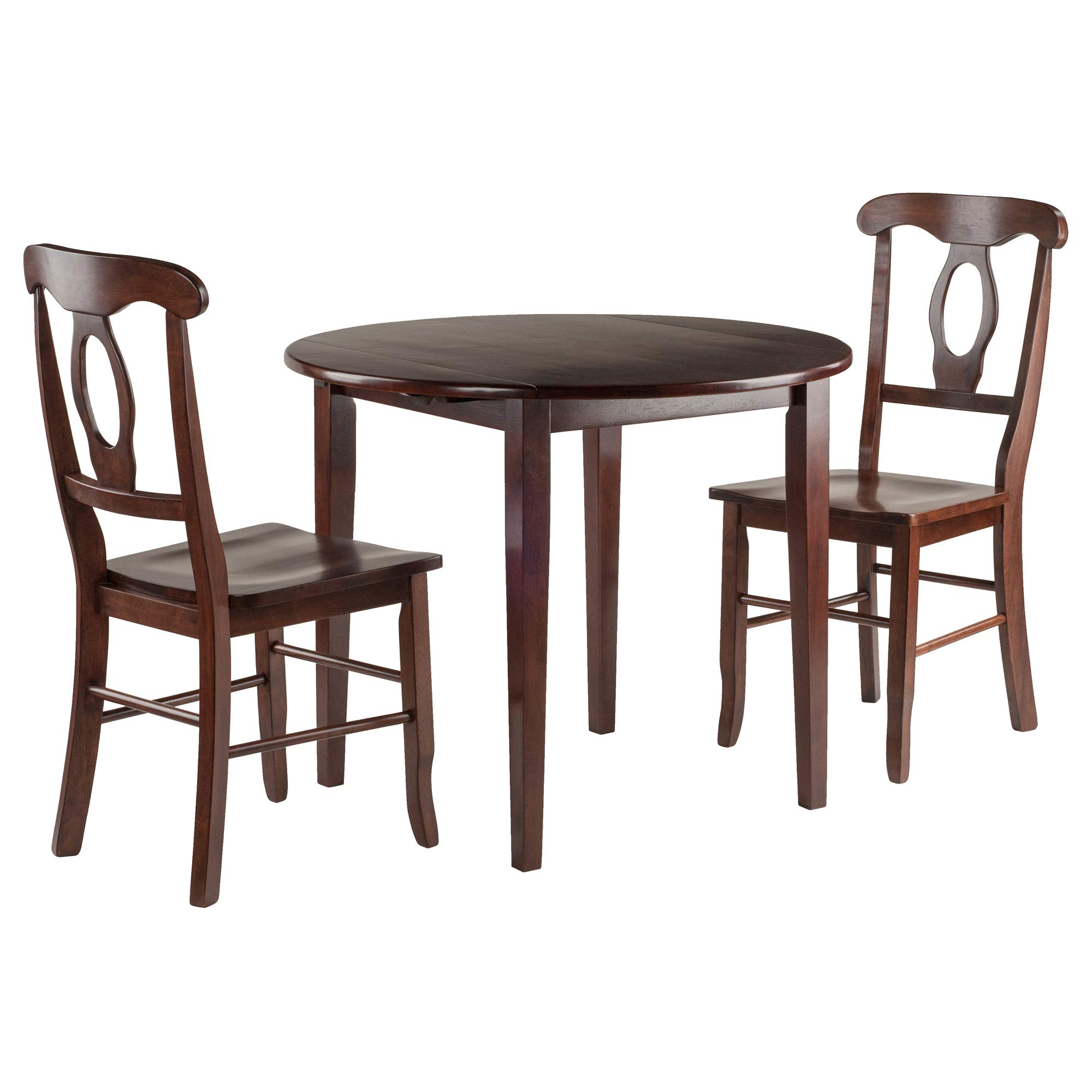 Contemporary 3-Piece Drop Leaf Dining Table Set with 2 Keyhole Back Chairs - 35.75