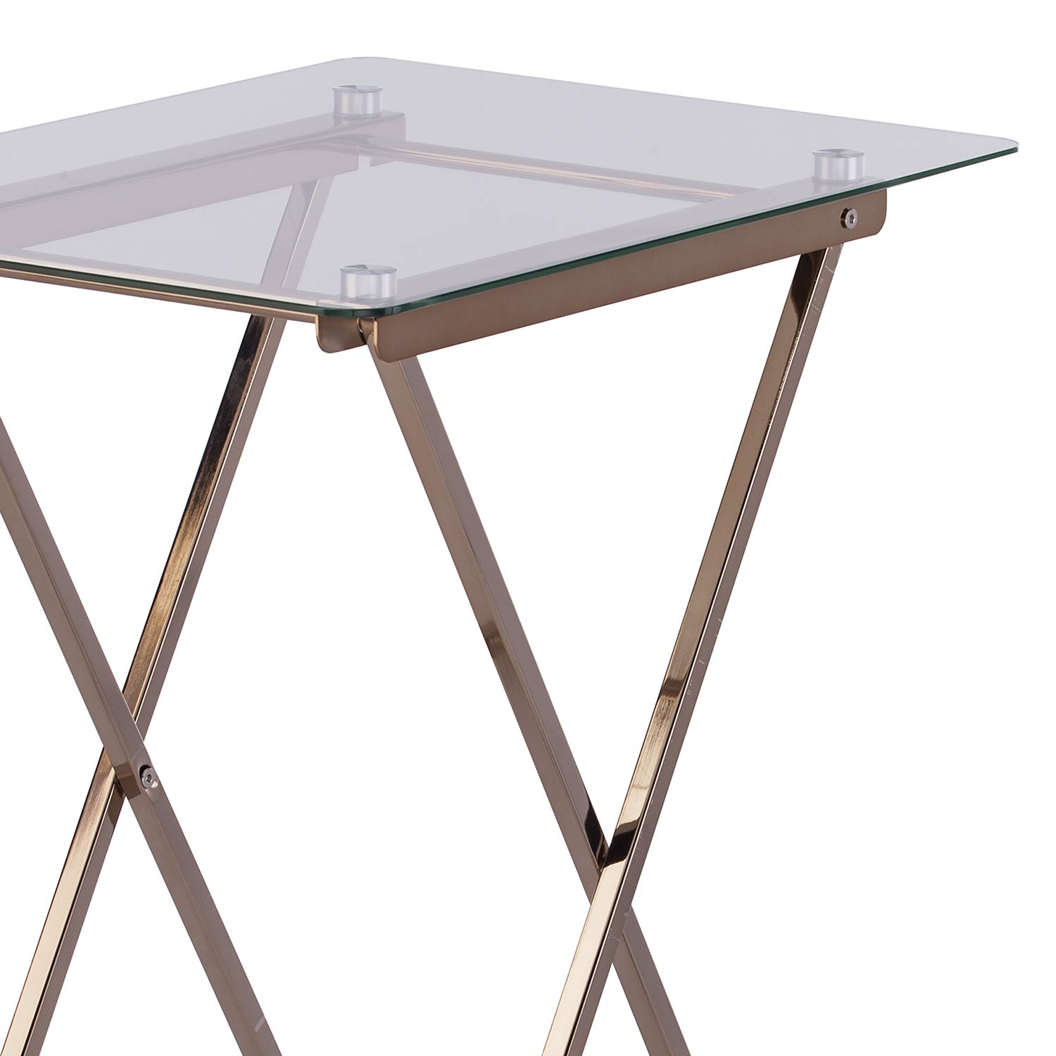SEI Meridino Folding Tray Table - Champagne Gold Portable Side Table for Living Room, Bedroom, Outdoor Patio & Camping