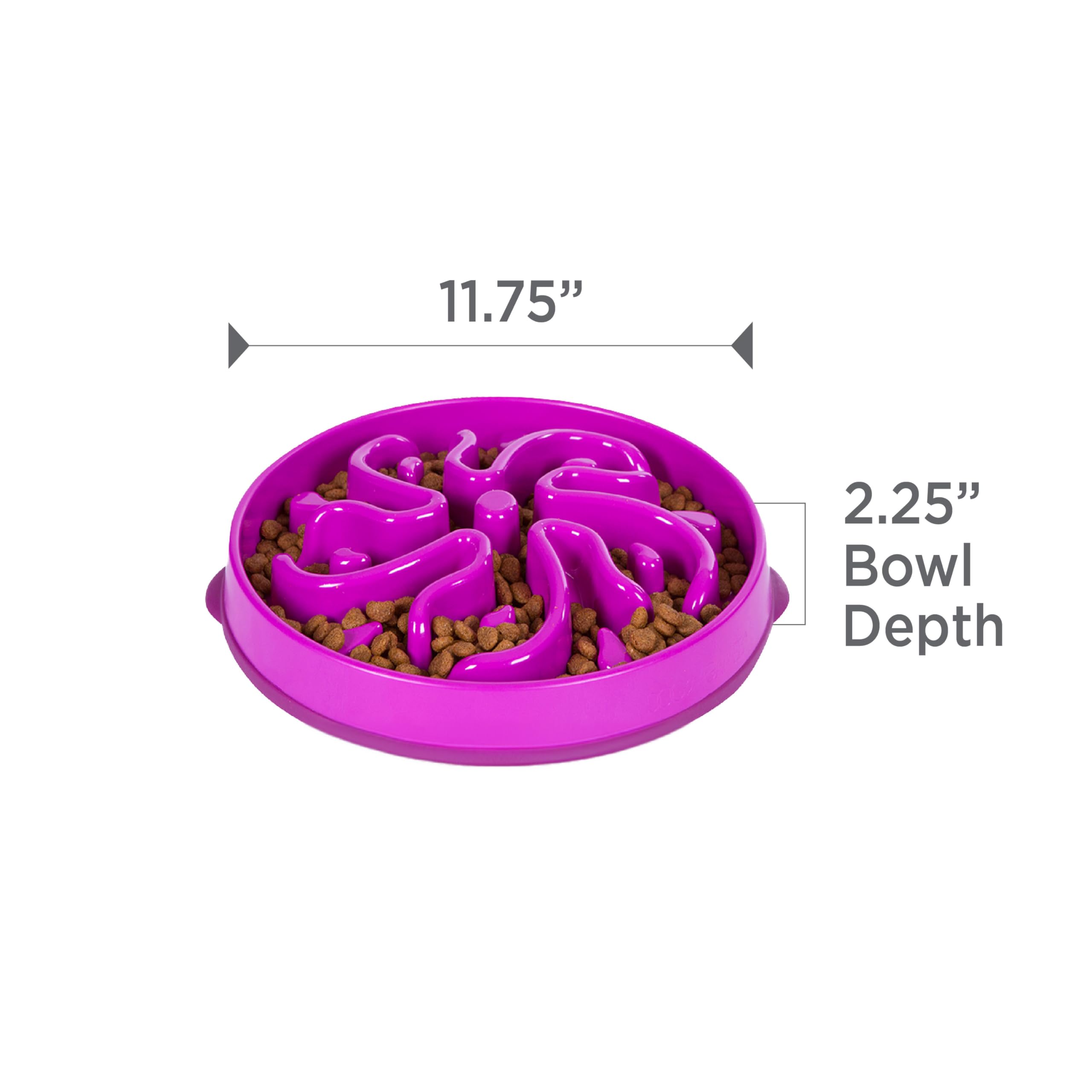 Outward Hound Fun Feeder Slo Bowl - Large Slow Feeder Dog Bowl for Fast Eaters, 4 Cup Capacity, Purple - Perfect for Mealtime Fun & Digestion Aid for Medium to Large Dogs