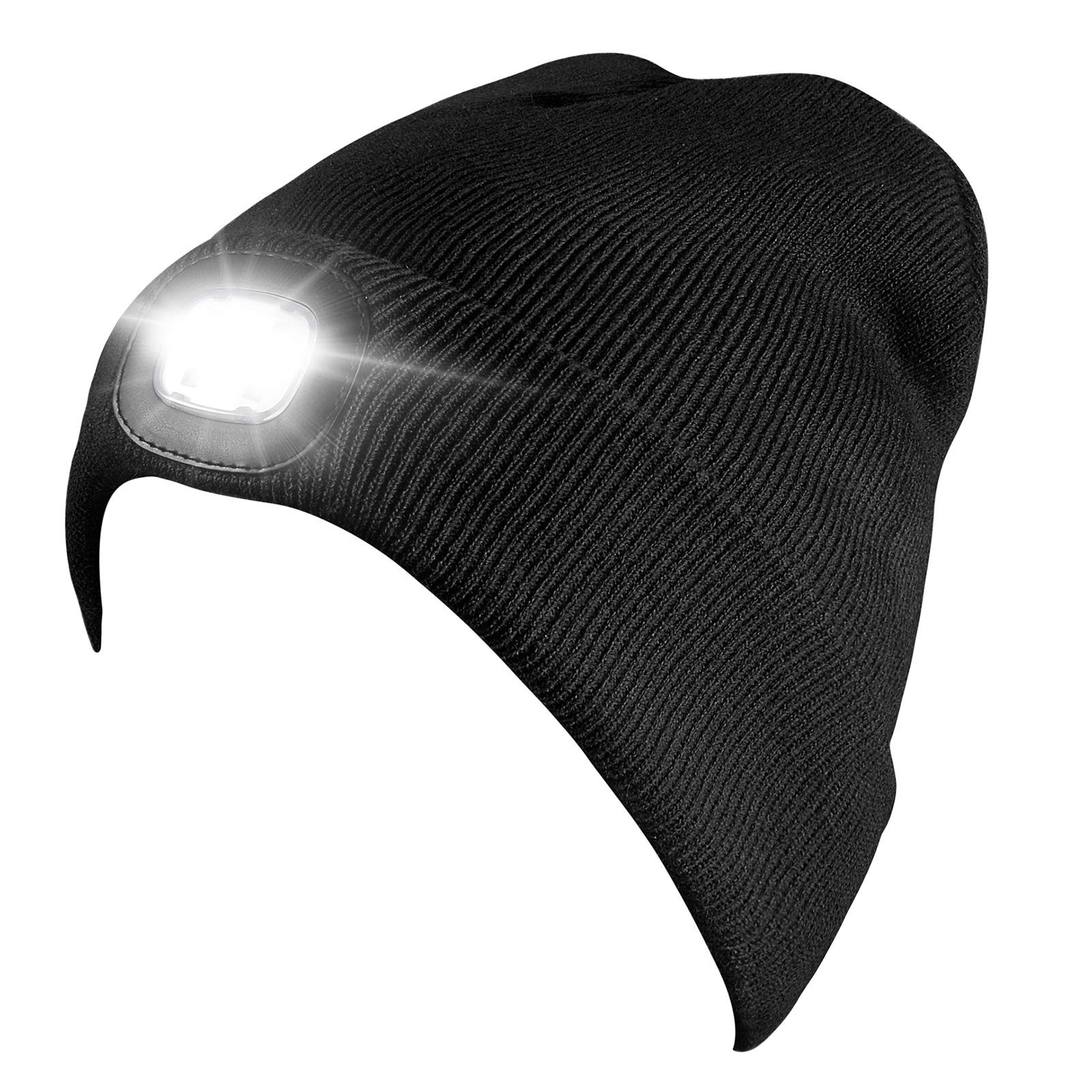 SnowCinda LED Beanie Hat for Men & Women - Rechargeable Light Up Winter Hat with Headlamp - Perfect Gift for Dad, Outdoor Activities, Camping & Night Running