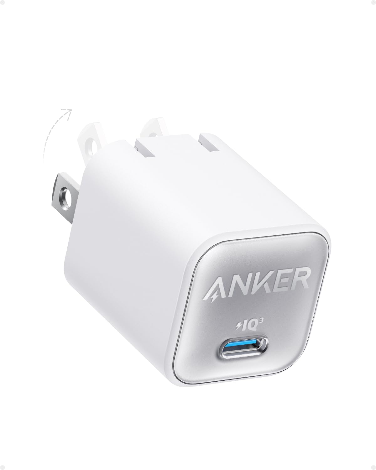 Anker Nano 30W USB C GaN Fast Charger with PIQ 3.0 & PPS - Compact Foldable PD Charger for iPhone 16/15/14/13, Samsung Galaxy S23/S22, iPad Pro/Air - Perfect for Travel, Office & Home Use - MagSafe Compatible
