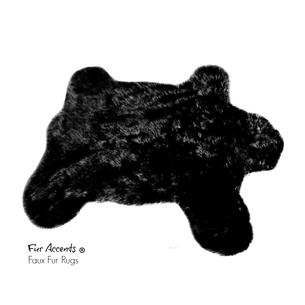 Premium Faux Bear Skin Rug - Soft Shaggy Fur Blanket & Throw - 5'x7' Black - Cozy Bedspread for Living Room, Bedroom & Cabin Decor - USA Made
