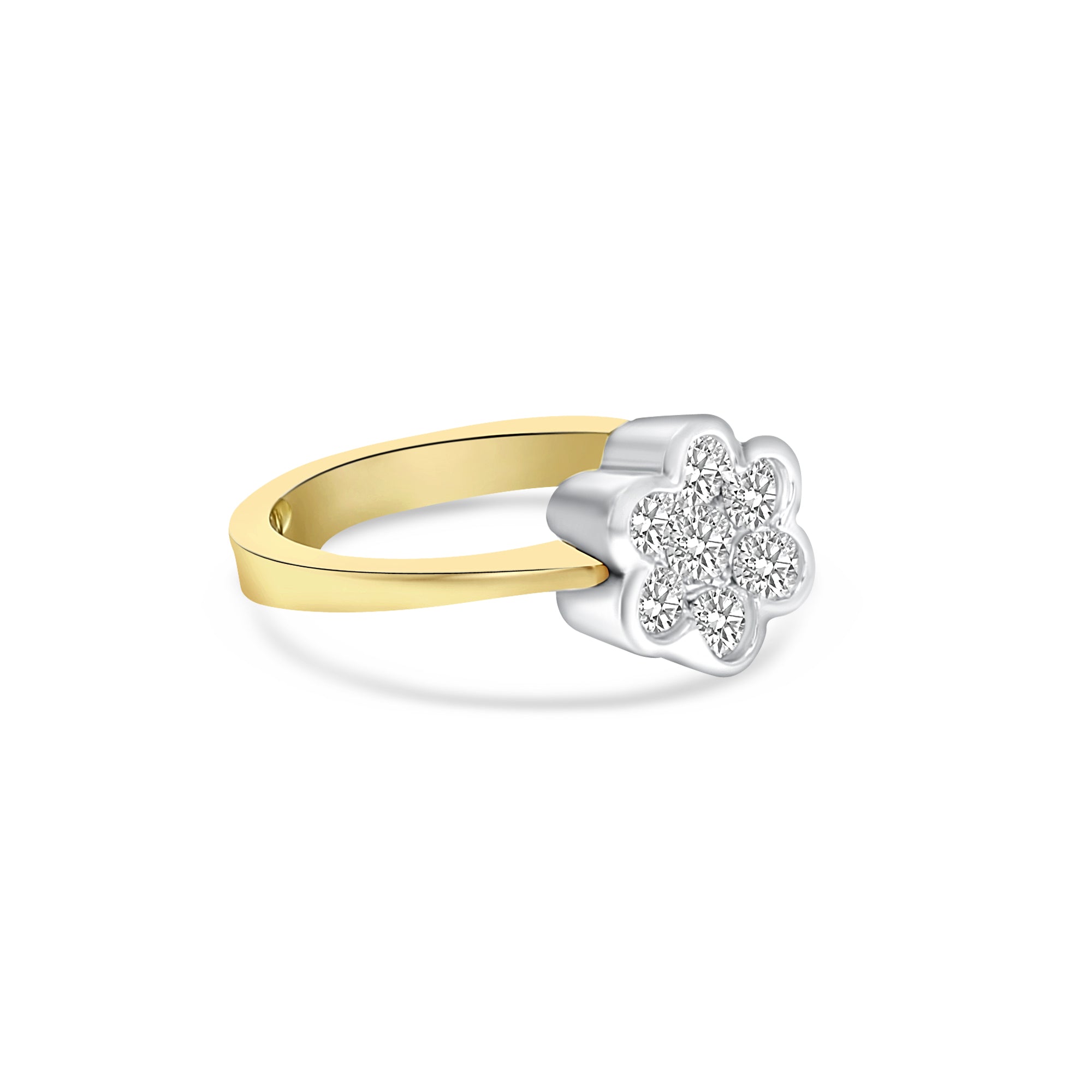 14K Yellow Gold Flower Shaped Diamond Ring .51cttw - Elegant Floral Engagement Ring for Women, Perfect for Weddings, Anniversaries & Romantic Gifts