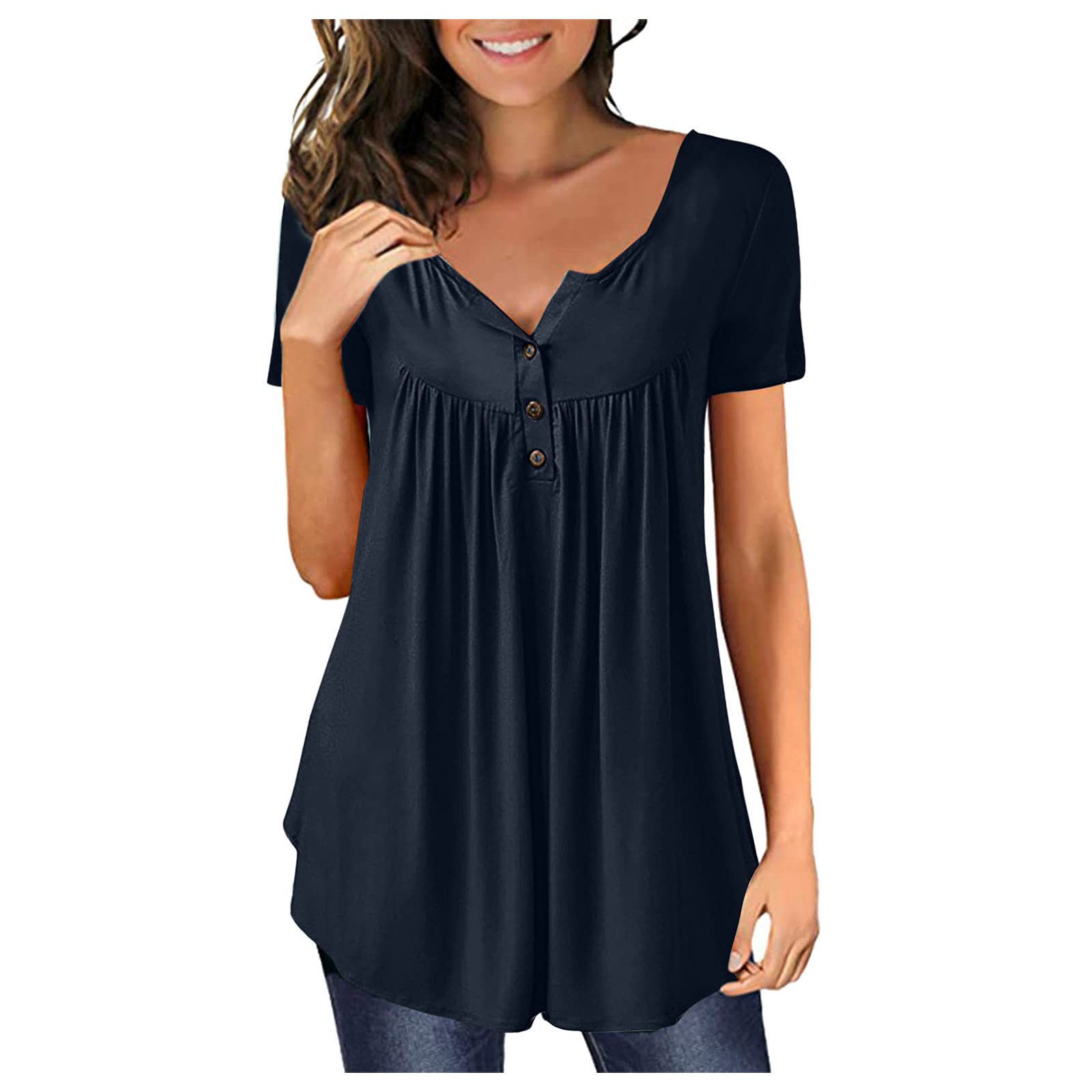 Women's Loose Fit Casual Floral Blouse with Batwing Sleeves & Boho Knot Front - Comfortable T-Shirt for Everyday Wear, Summer Outfits, and Boho Style Fashion