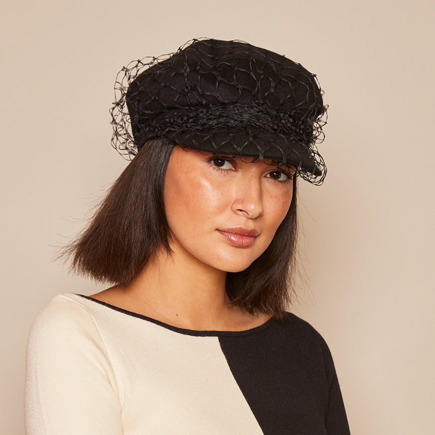 Marina Black Veil Headpiece - Elegant Bridal Hair Accessory for Weddings, Prom & Special Occasions