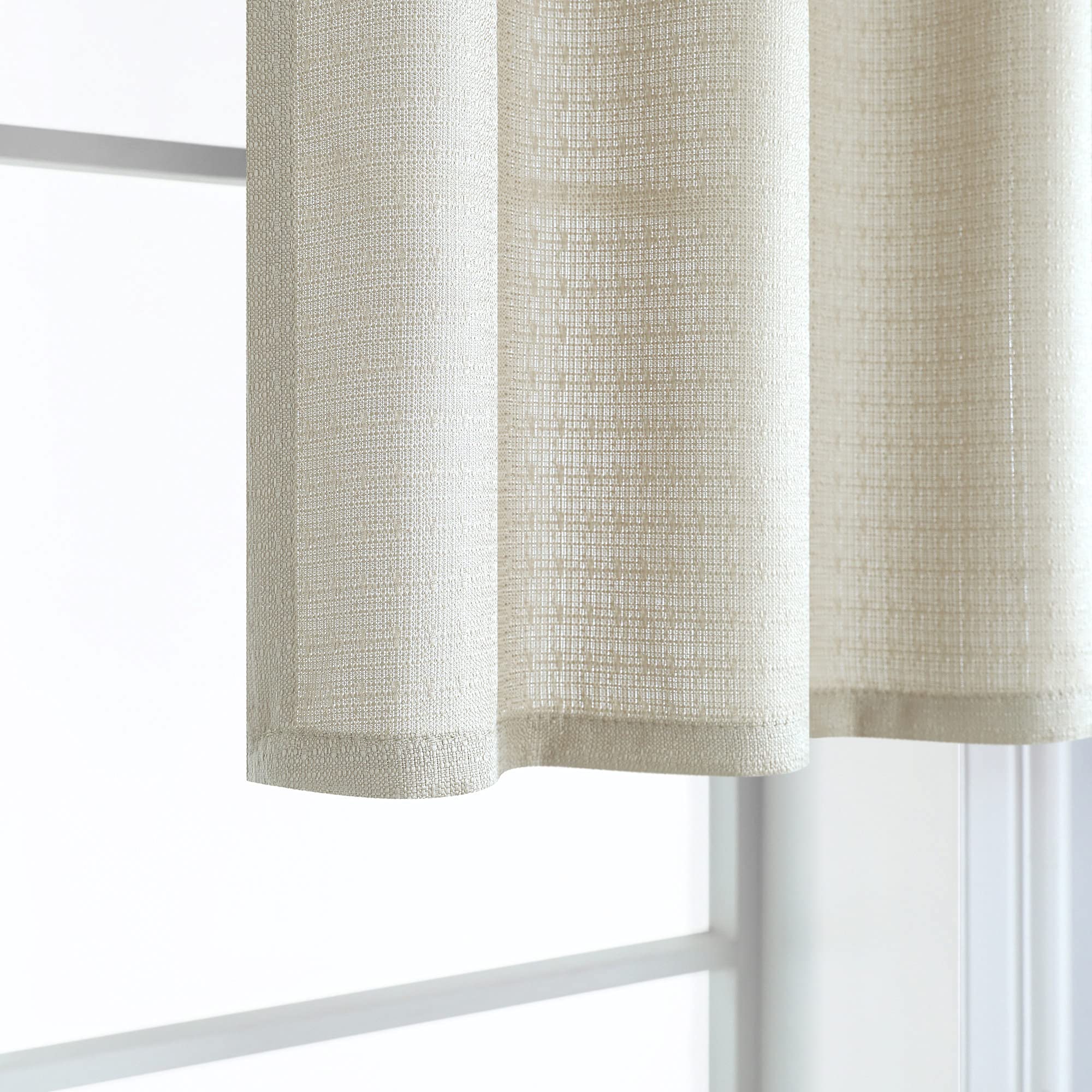 Farmhouse Tier Curtains 36 Inches Long - Faux Linen Textured Short Curtains for Kitchen & Bathroom Windows, Rod Pocket Half Cafe Style with Burlap Look, Neutral Beige (32x36 Inches) - Perfect for Farmhouse Decor, Cozy Kitchens & Small Bathroom Windows