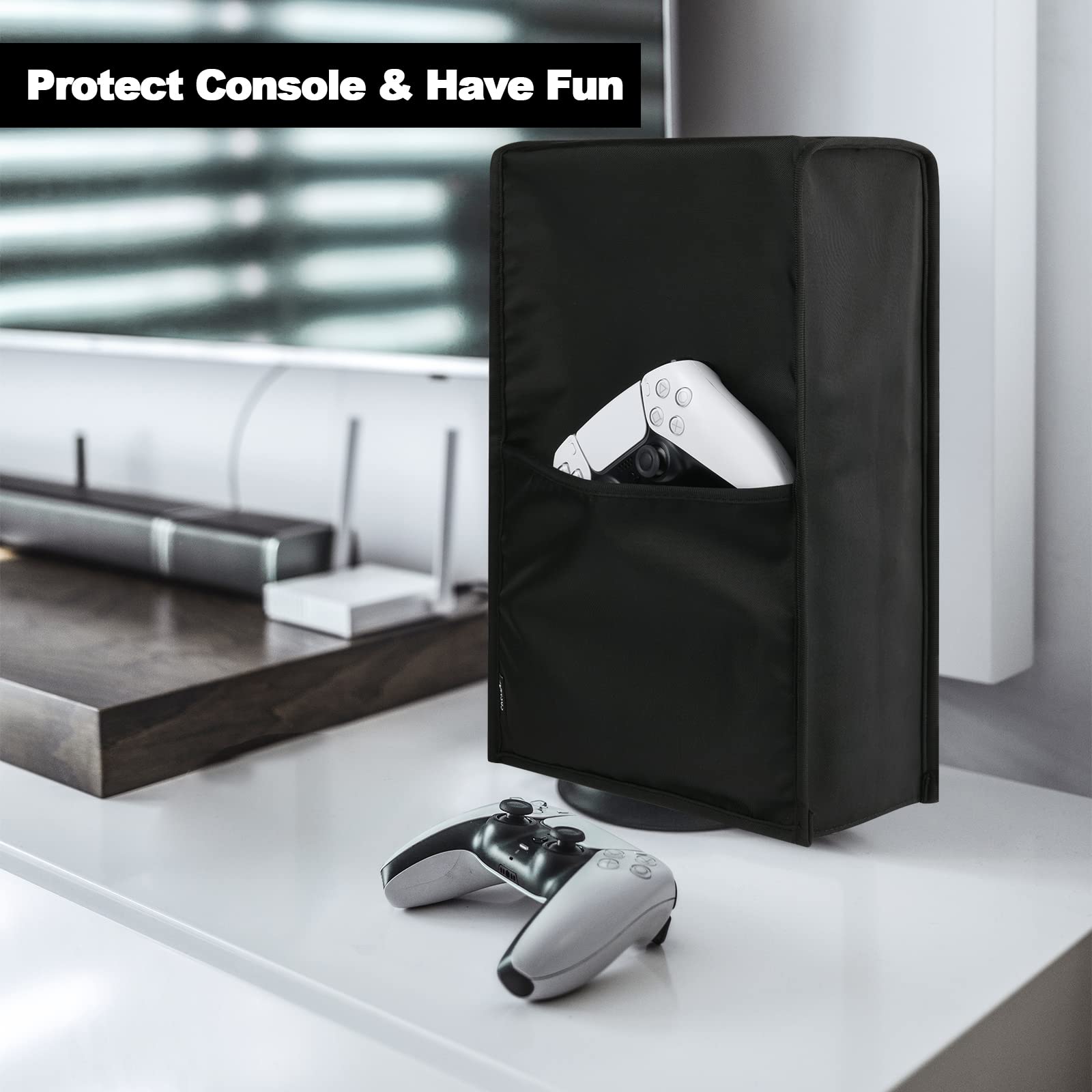 PS5 Console Dust Cover - Anti-Scratch & Waterproof Protector Sleeve with Side Pockets for PS5 Digital & Disc Edition | Gaming Accessory for Home Entertainment Setup