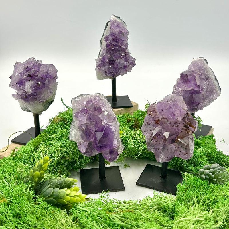 Natural Amethyst Crystal Clusters on Pins - Healing, Spiritual Growth & Energy Cleansing | Premium Brazilian Gemstones | Perfect for Meditation, Chakra Balancing & Home Decor