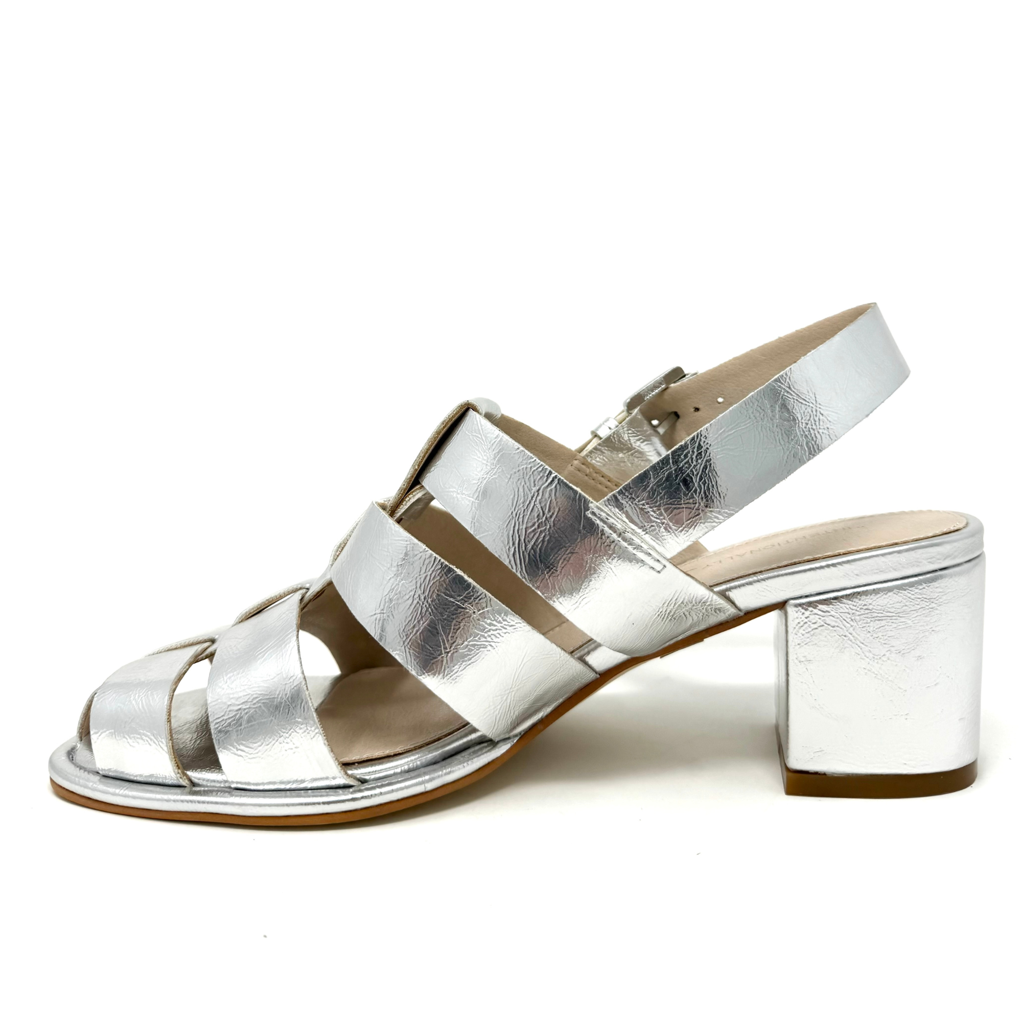 Intentionally Blank July Sandal in Mercury - Women's Minimalist Leather Slide Sandals for Summer Beach Vacation & Casual Outings