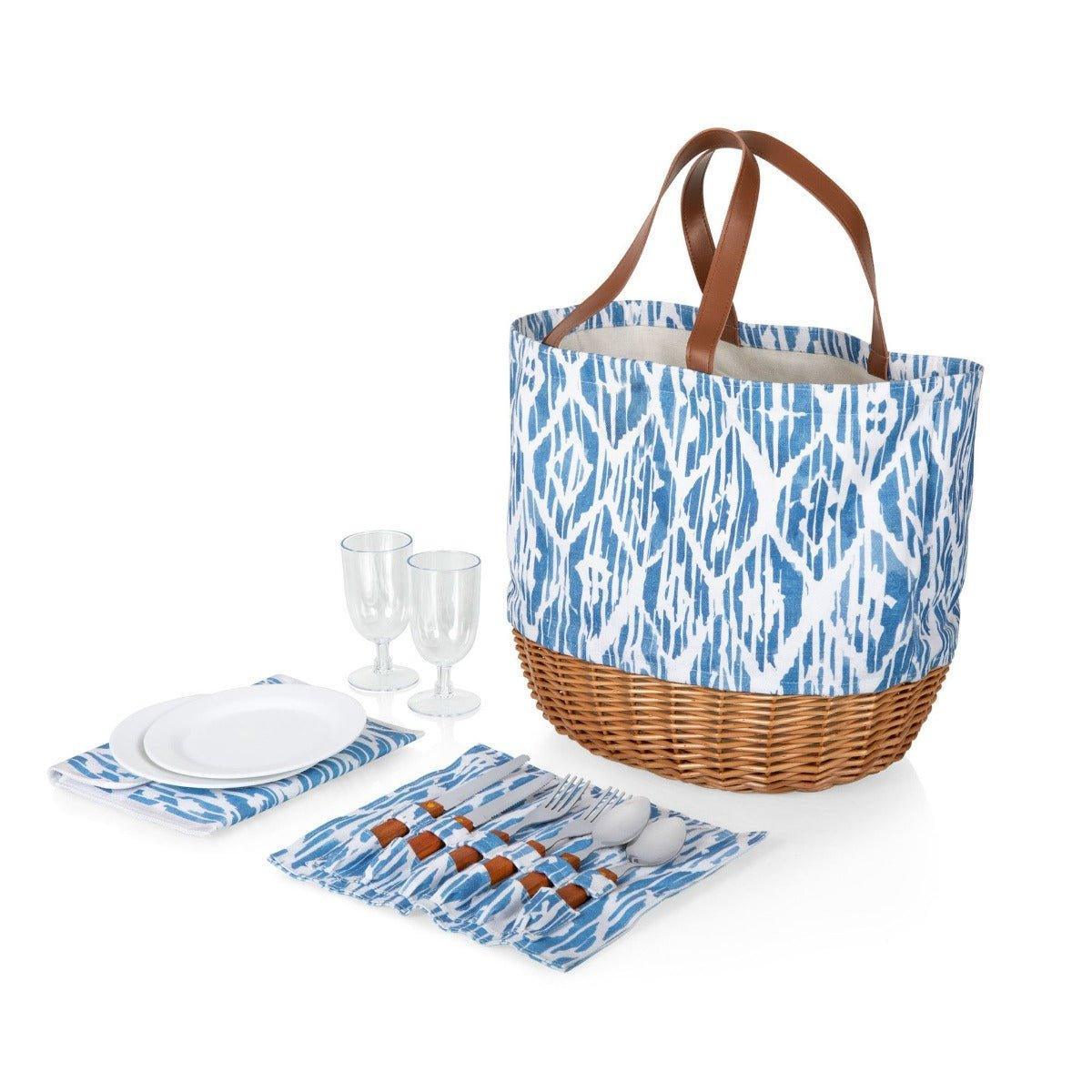 Stylish Canvas & Wicker Picnic Basket - 3 Color Options for Outdoor Picnics, Beach Trips & Camping Essentials