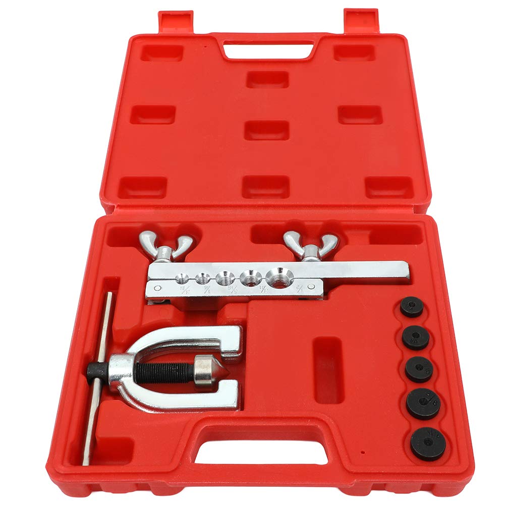 ECCPP Double Flaring Tool Kit - Professional Brake Line Flaring Tool for Copper, Aluminum, Steel & Brass Tubing - 45 Degree Flares - Perfect for Automotive Repair & DIY Projects
