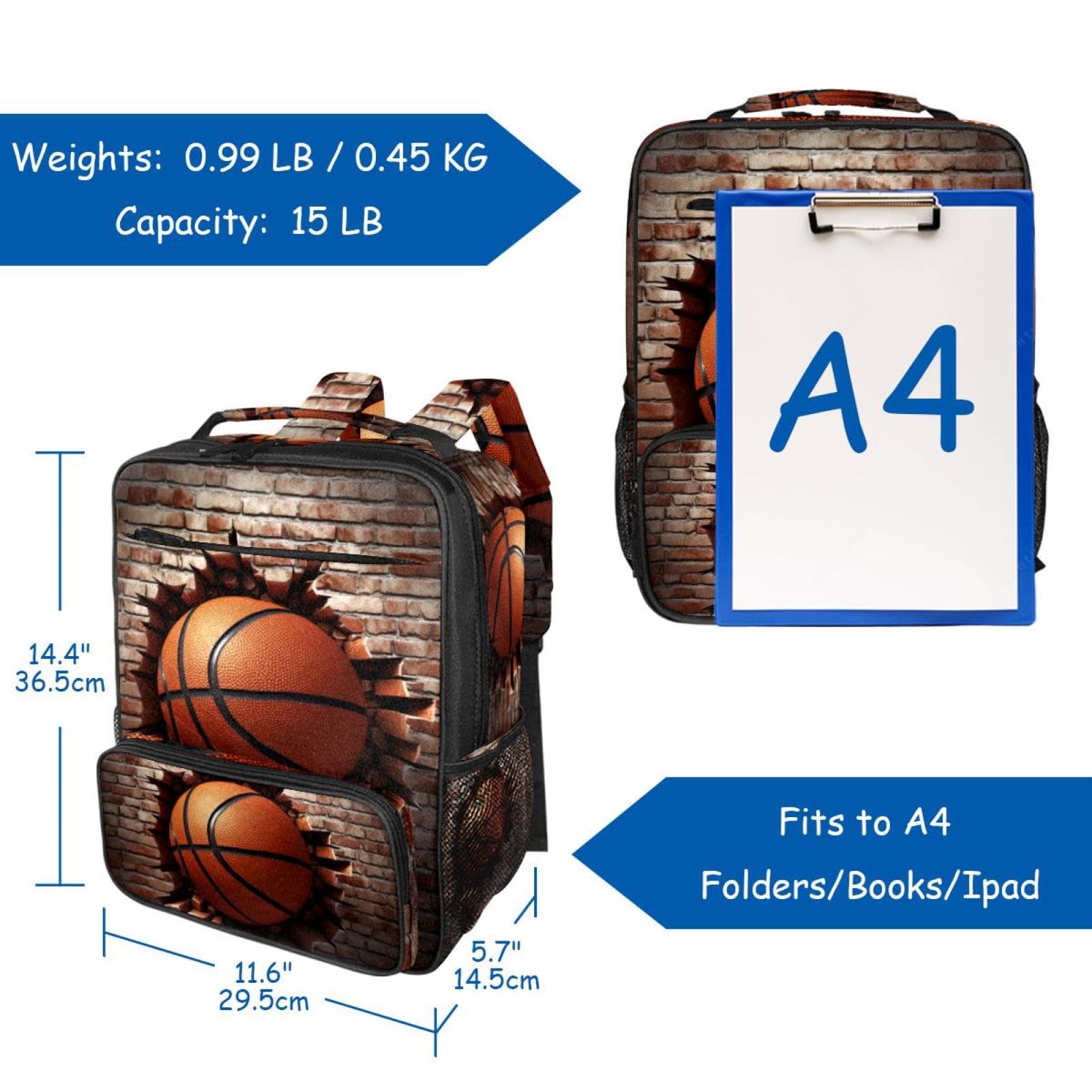 Durable Travel Backpack for Men & Women - Water-Resistant Basketball Wall Texture Design - Perfect for Hiking, Gym, Work & Outdoor Adventures