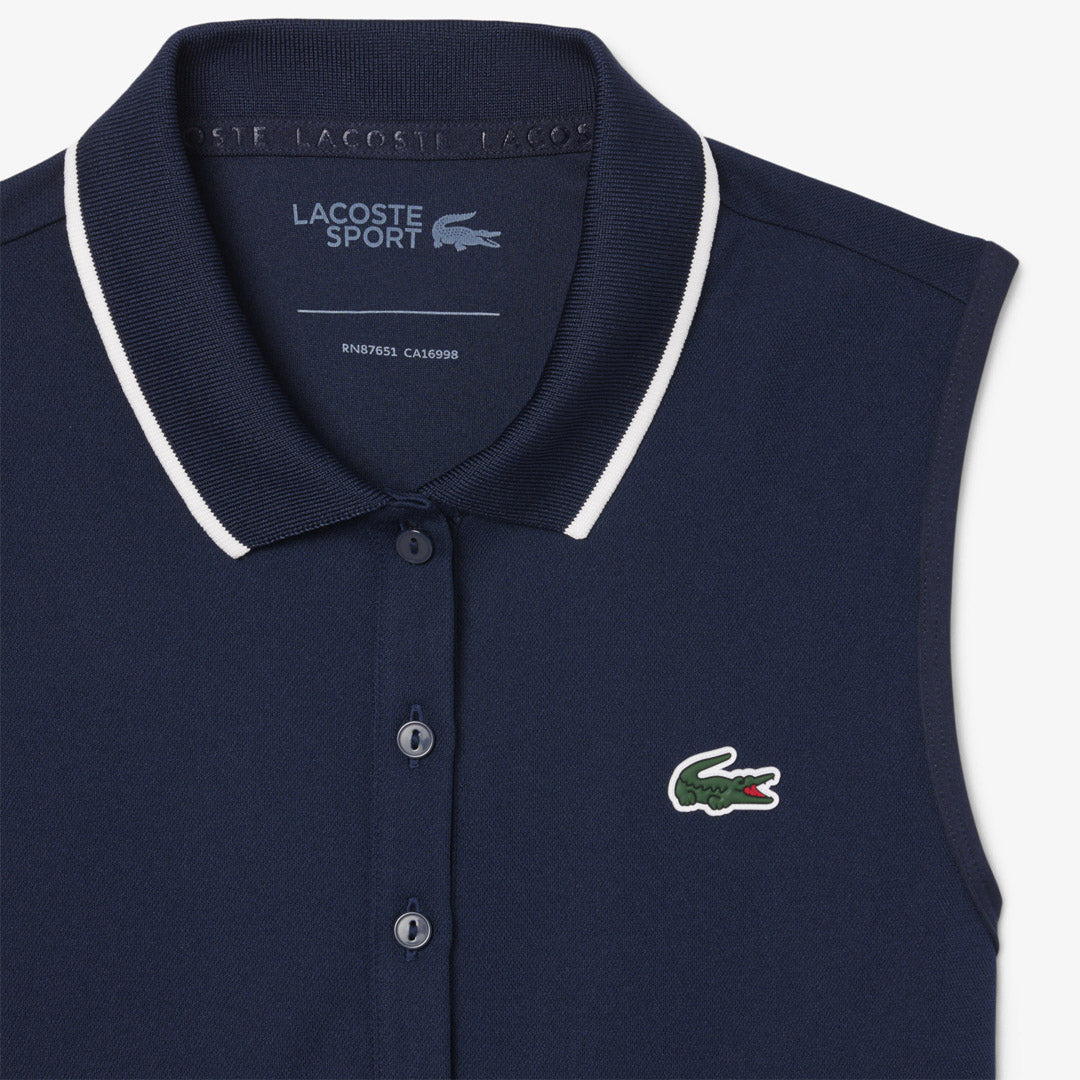 Lacoste Women's Heritage Ultry Dry Tennis Dress - Navy Blue & White | Breathable Quick-Dry Fabric for Tennis, Golf & Summer Sports
