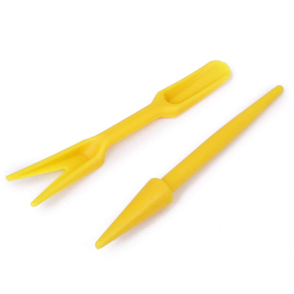 ABchat Plastic Widger with Dibber - 2-in-1 Garden Seedling Tool for Planting, Transplanting & Weeding - Durable Yellow Gardening Hand Tool for Indoor Plants, Seedlings & Herb Gardens