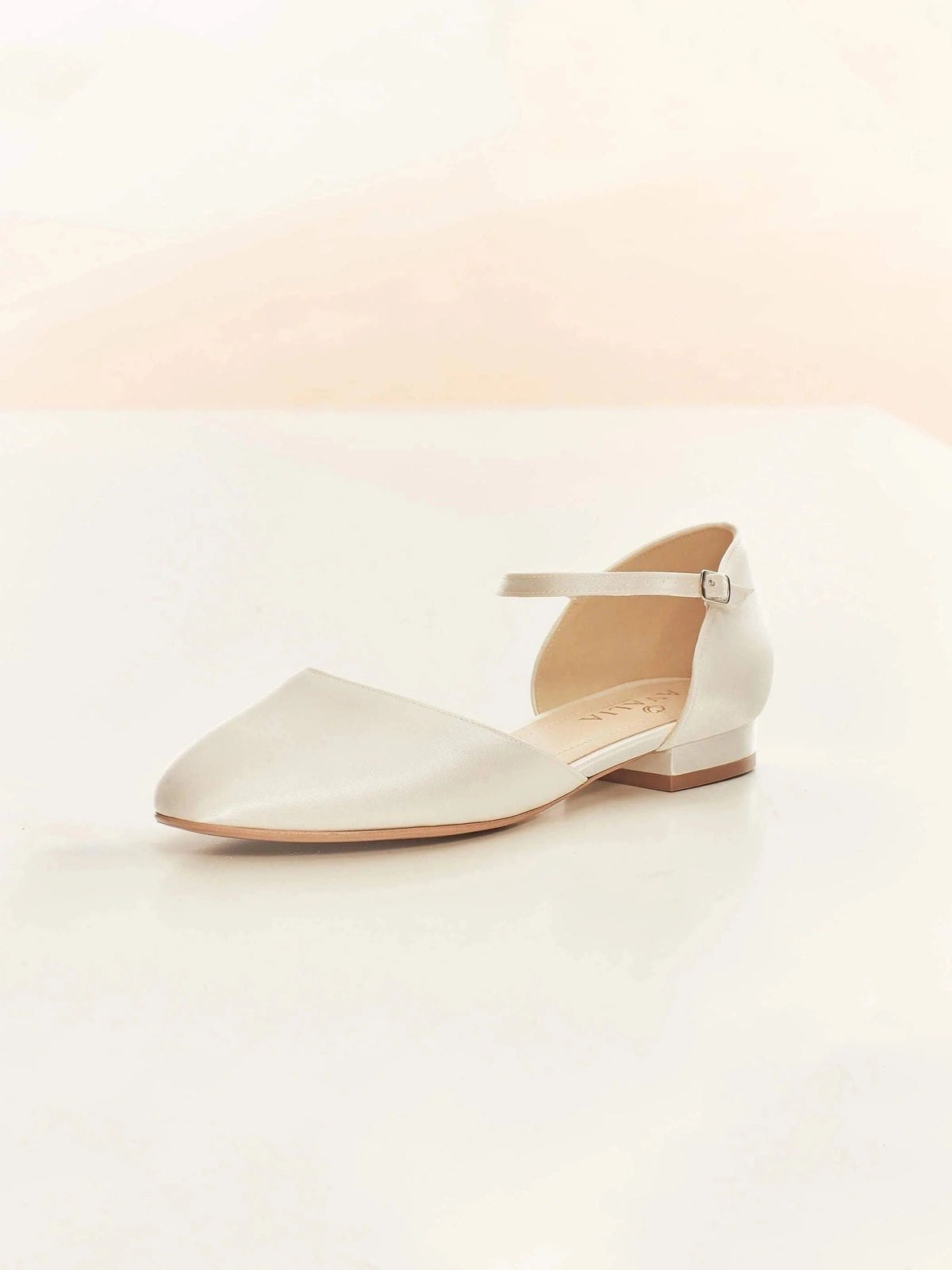 Ivory Satin Flat Wedding Shoes for Bride - Comfortable Ballet Flats for Bridal Party, Prom & Formal Events - SISSI Collection