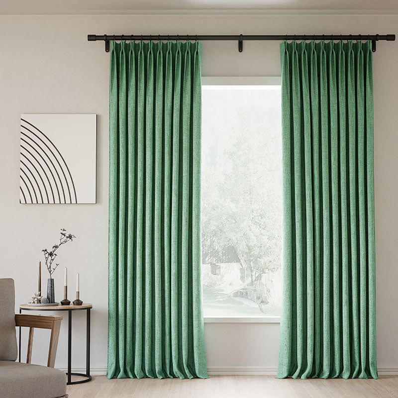 Pinch Pleated Blackout Curtains - 100% Linen with Border Trim, Thermal Insulated Custom Drapes for Living Room & Bedroom, Modern Natural Home Decor