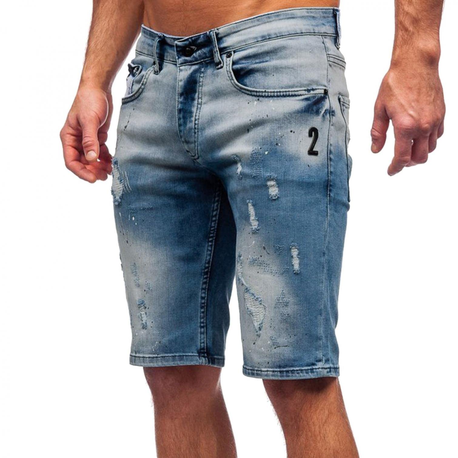 **Gillberry Men's Casual Retro Denim Shorts - Relaxed Fit, Ripped, Multi-Pocket Summer Jean Shorts for Men | Beach, Travel & Streetwear Outfits**