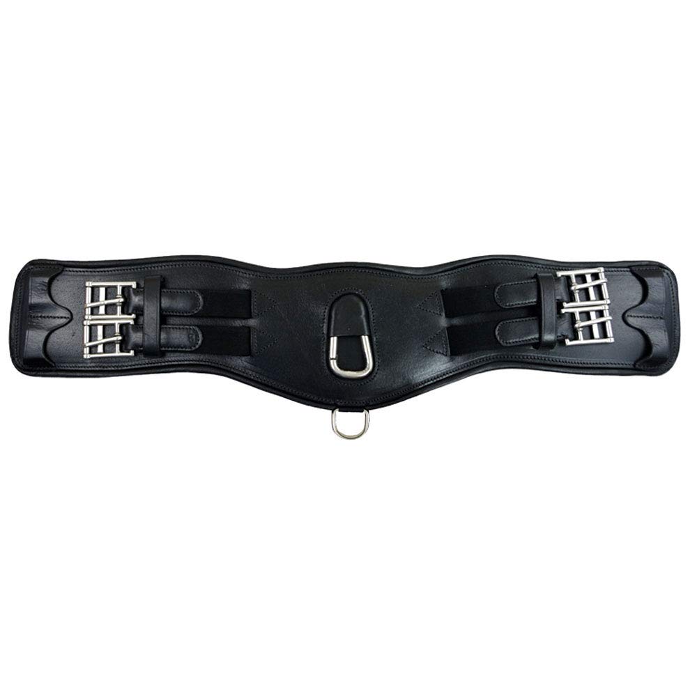 Premium Black Padded Leather Overlay Dressage & Jumper Girth - Comfortable Equestrian Girth for Horse Riding, Training & Competition