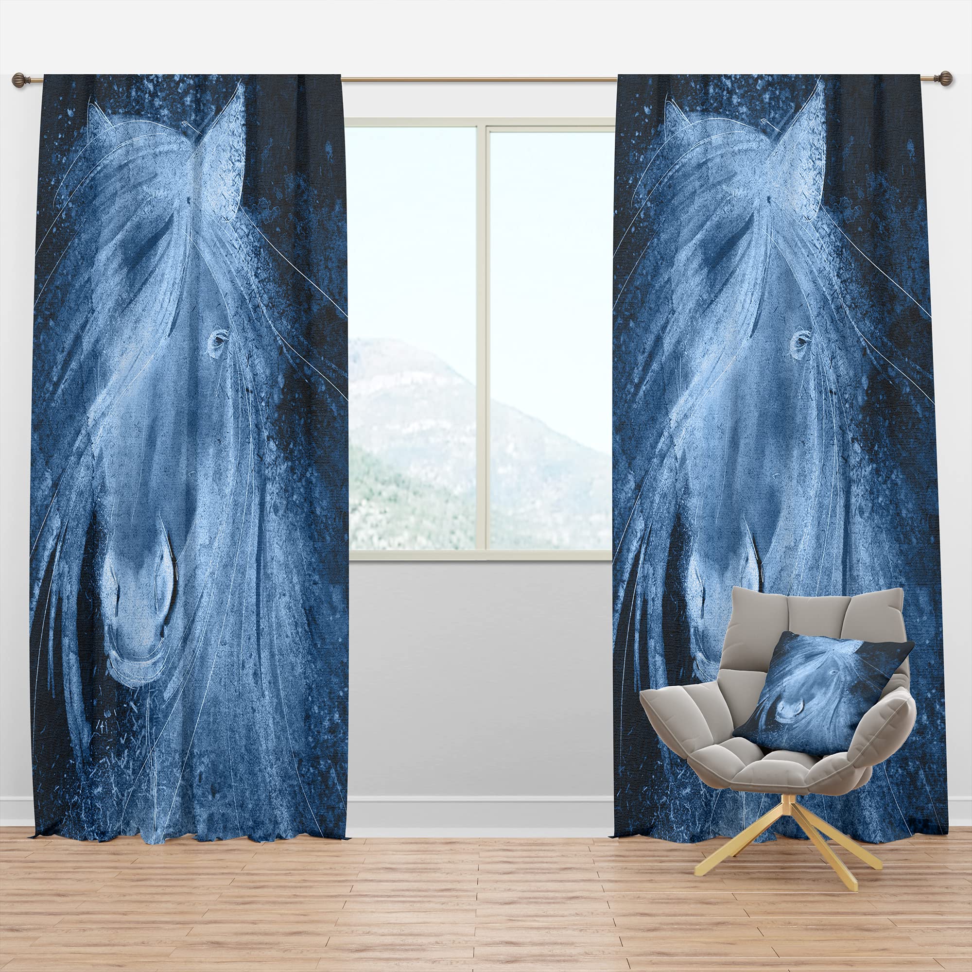 Farmhouse Horse XII Blackout Curtains - Thermal Insulated Single Panel Window Drapes 52x84 for Bedroom & Living Room | Noise Reducing & Energy Saving Home Decor