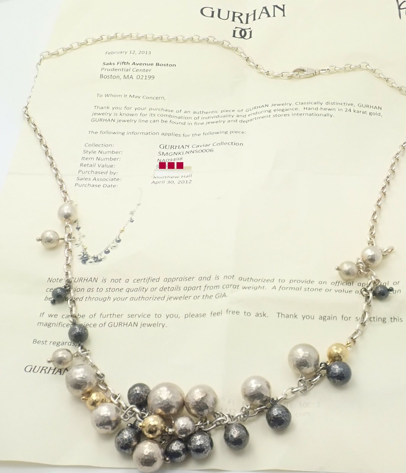 Authentic Gurhan 24K Yellow Gold Sterling Silver Long Caviar Bead Necklace - 31 Inch Luxury Jewelry for Women, Perfect for Weddings, Parties & Special Occasions