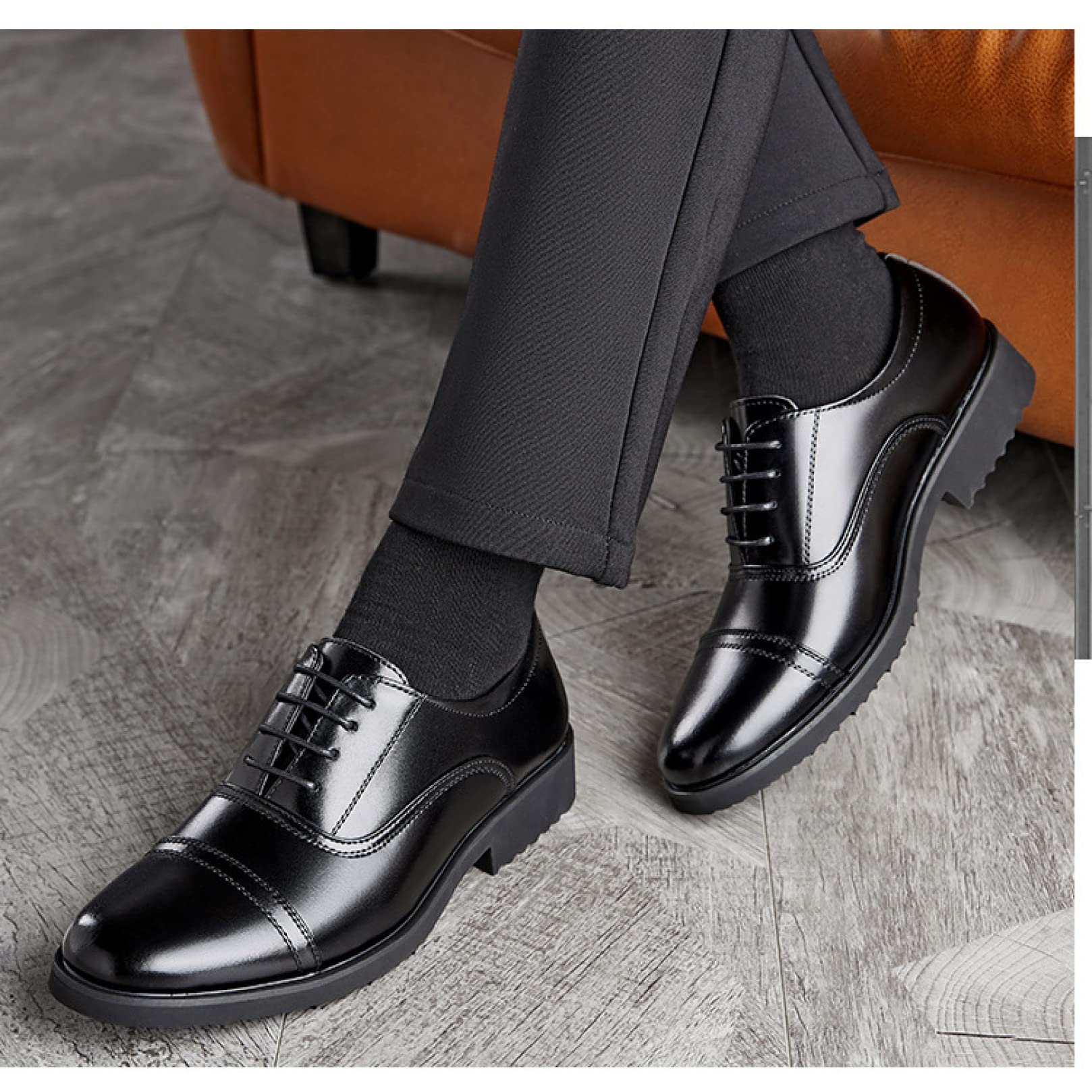 Men's Comfortable PU Leather Oxford Shoes - Lace Up Business Casual & Formal Dress Shoes for Office Work | Perfect for Business Meetings, Weddings & Professional Events