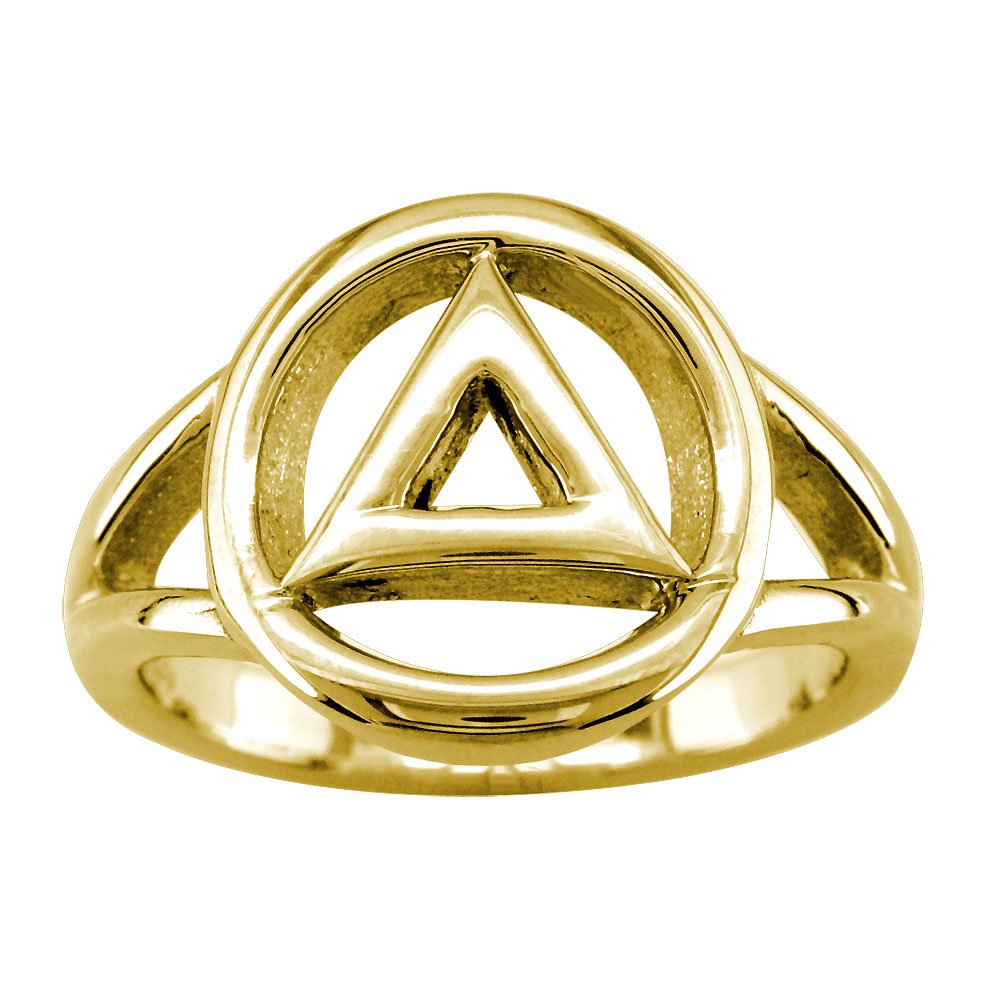14K Yellow Gold Sobriety Ring for Men & Women - AA Alcoholics Anonymous Recovery Jewelry - Perfect for Celebrating Milestones & Daily Wear
