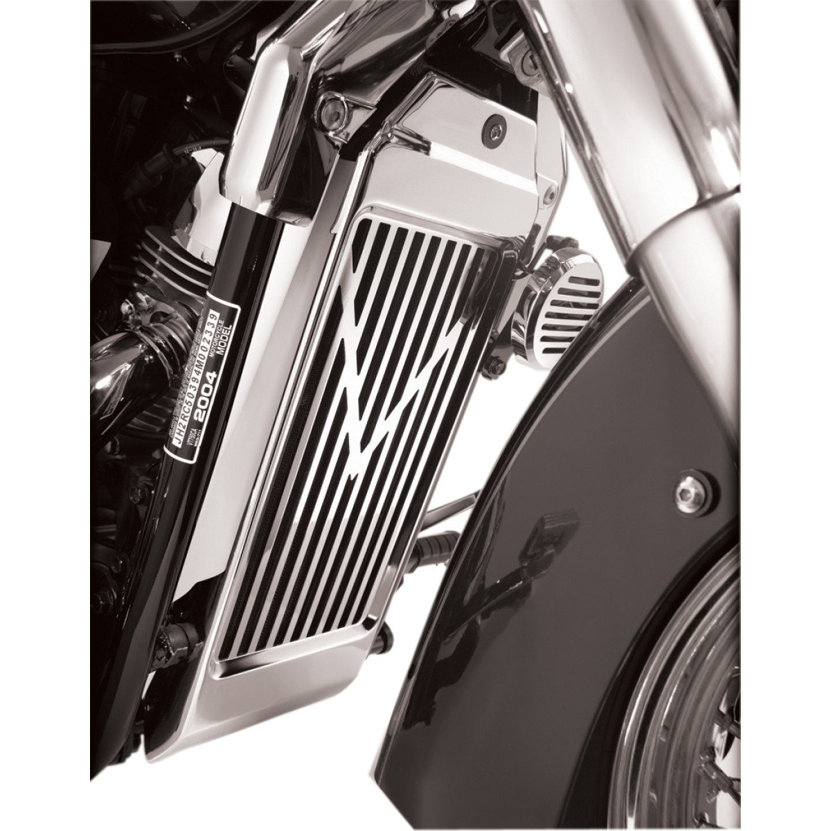 Show Chrome Accessories 53-419 V-Star Radiator Grille for Yamaha V-Star Motorcycles - Enhance Bike Protection & Style for Cruiser Rides