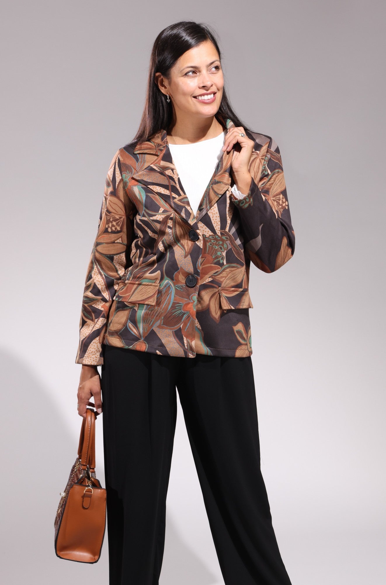 Italian Floral Jacket for Women - Black Multi Floral Print | Fashionable Spring/Summer Blazer | Perfect for Office, Date Night & Outdoor Events