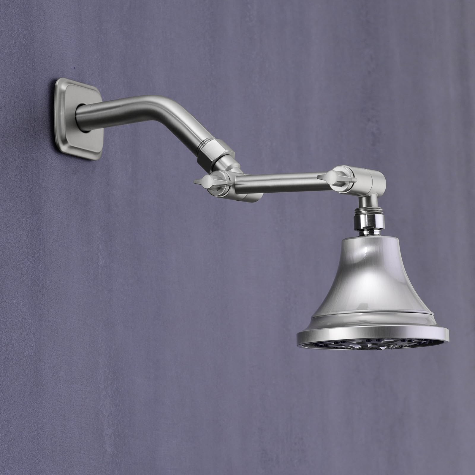 Adjustable 4 Inch Shower Head Extension Arm - Solid Brass Universal Shower Arm Extender with Anti-Leak Design for Rain & Handheld Showerheads (Brushed Nickel) - Perfect for Bathroom Renovation & Spa-Like Shower Experience