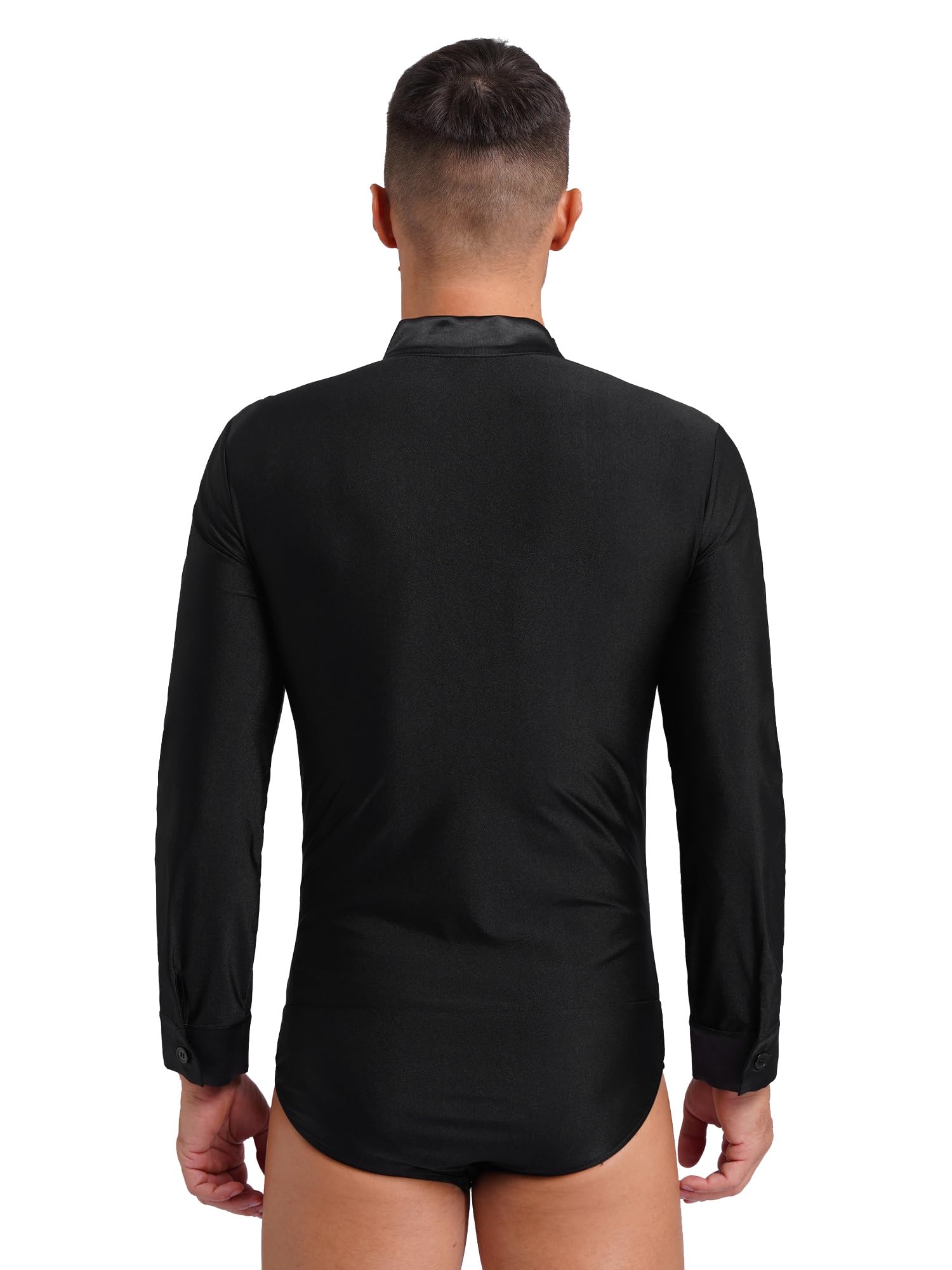 Sparkling Men's Dance Shirt with Rhinestones - Ballroom, Salsa, Samba, Latin & Tango Performance Top - Stretch Leotard for Stage Shows & Dance Competitions