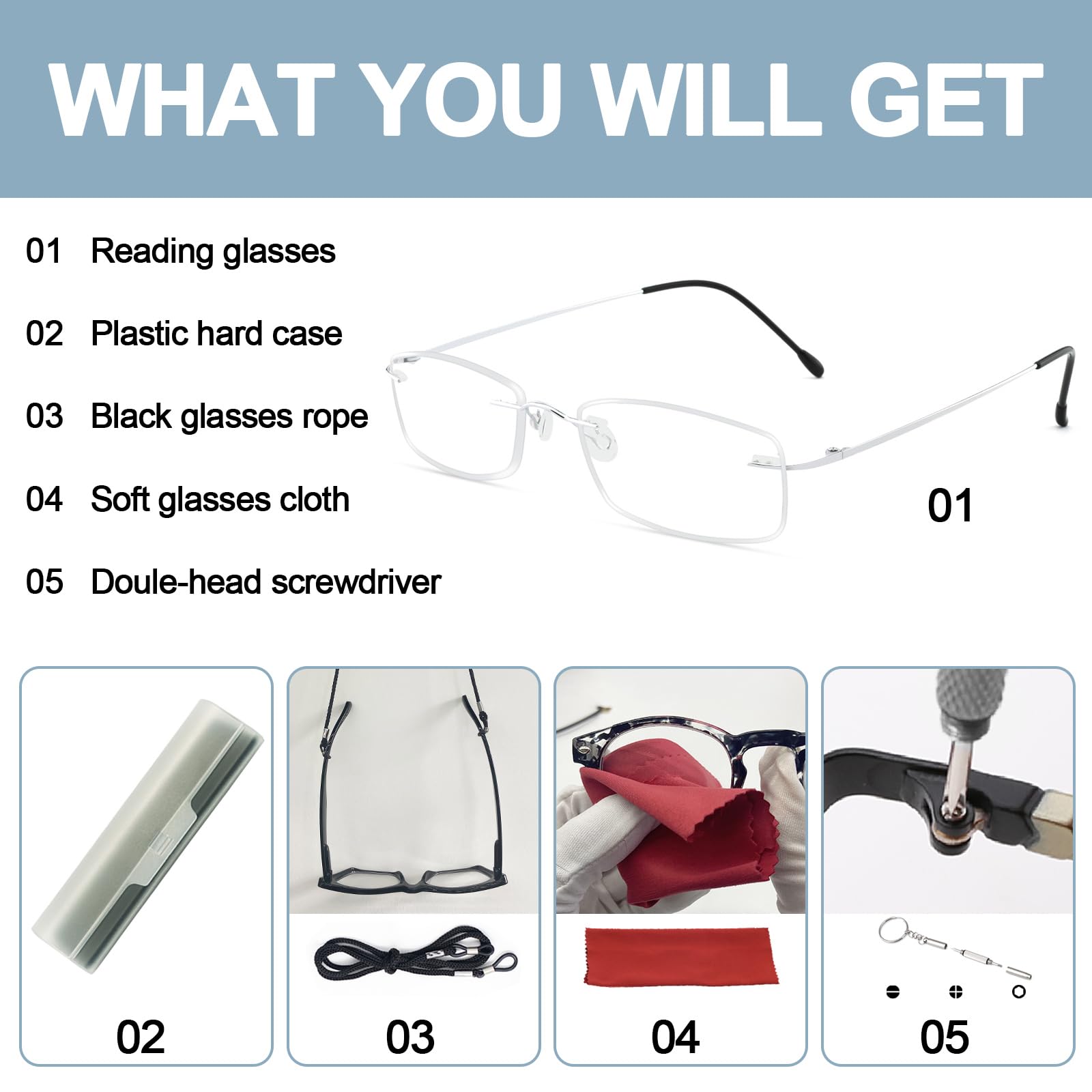 OCCI CHIARI Blue Light Blocking Reading Glasses for Men & Women - Titanium Frameless Computer Glasses with Anti-Reflective Coating (Lightweight +2.00 Strength) - Perfect for Office Work, Gaming & Digital Screen Use