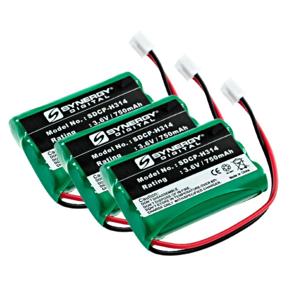 Teledex BATT-9600 Cordless Phone Battery Combo Pack - 3 x SDCP-H314 Replacement Batteries for Home & Office Use