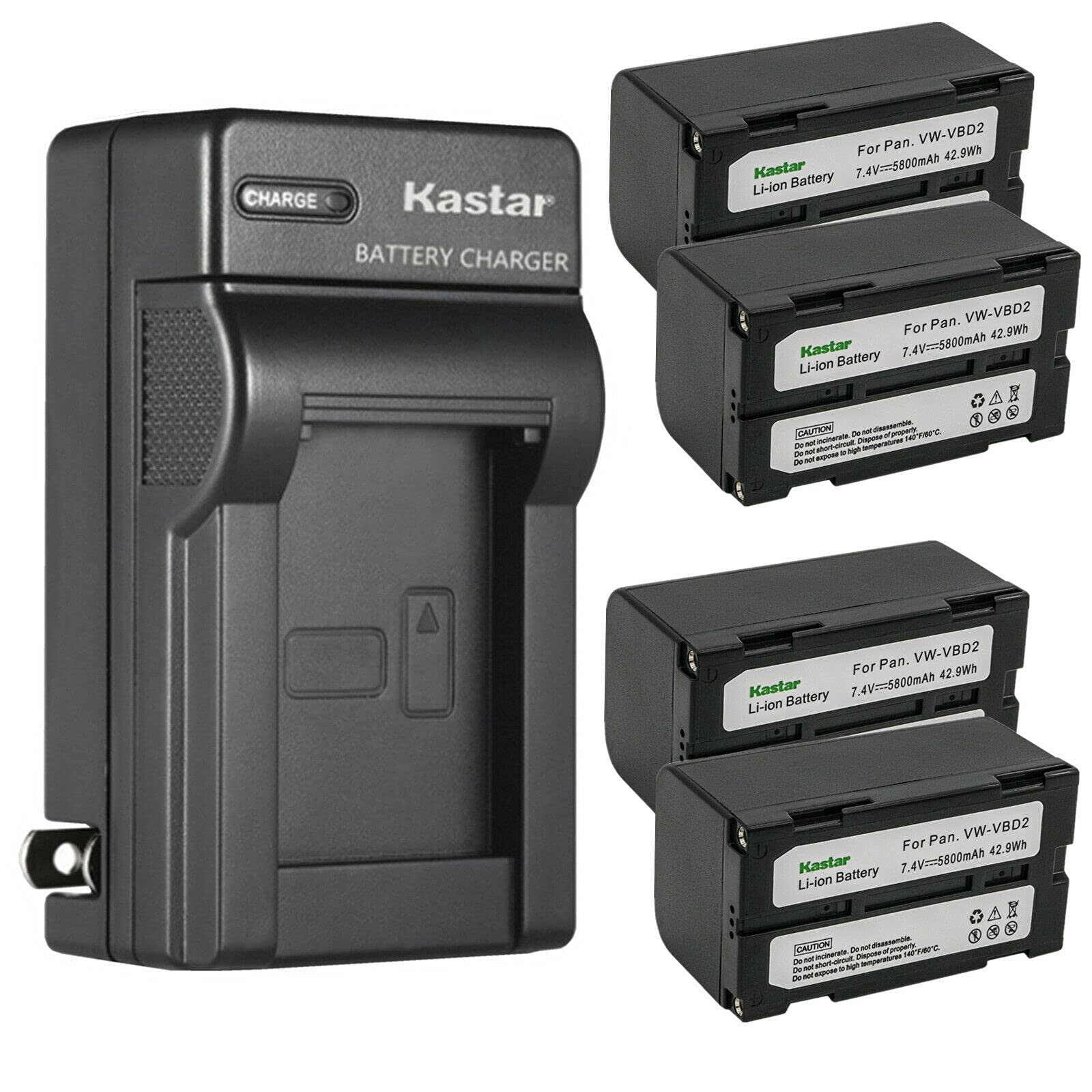Kastar 4-Pack Replacement Battery and AC Wall Charger Compatible with BDC46B, BDC-58, BDC58, BDC-70, BDC70, BT-70, BLI-SRX1, SDL30, SDL50, CDC68, Energizer ERC610, Fuji VMBPL30A, VMBPL60A, Hitachi VM13A, VM13J - Perfect for Digital Cameras, Camcorders, and Power Tools