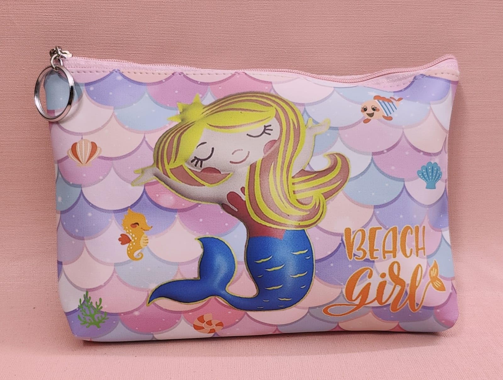AMANVANI Mermaid Themed Zipper Pouch Set (2 Pack) - Cute Waterproof Cosmetic Bag for Women & Girls, School Stationery Organizer, Makeup Travel Pouch - Perfect for Gifts, School Supplies & Travel Accessories