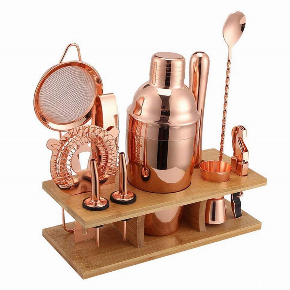 750ml Professional Cocktail Shaker Set - 11-Piece Stainless Steel Bartender Kit with Strainer & Measuring Tools (Gold) - Perfect for Home Bars, Cocktail Parties & Mixology Enthusiasts