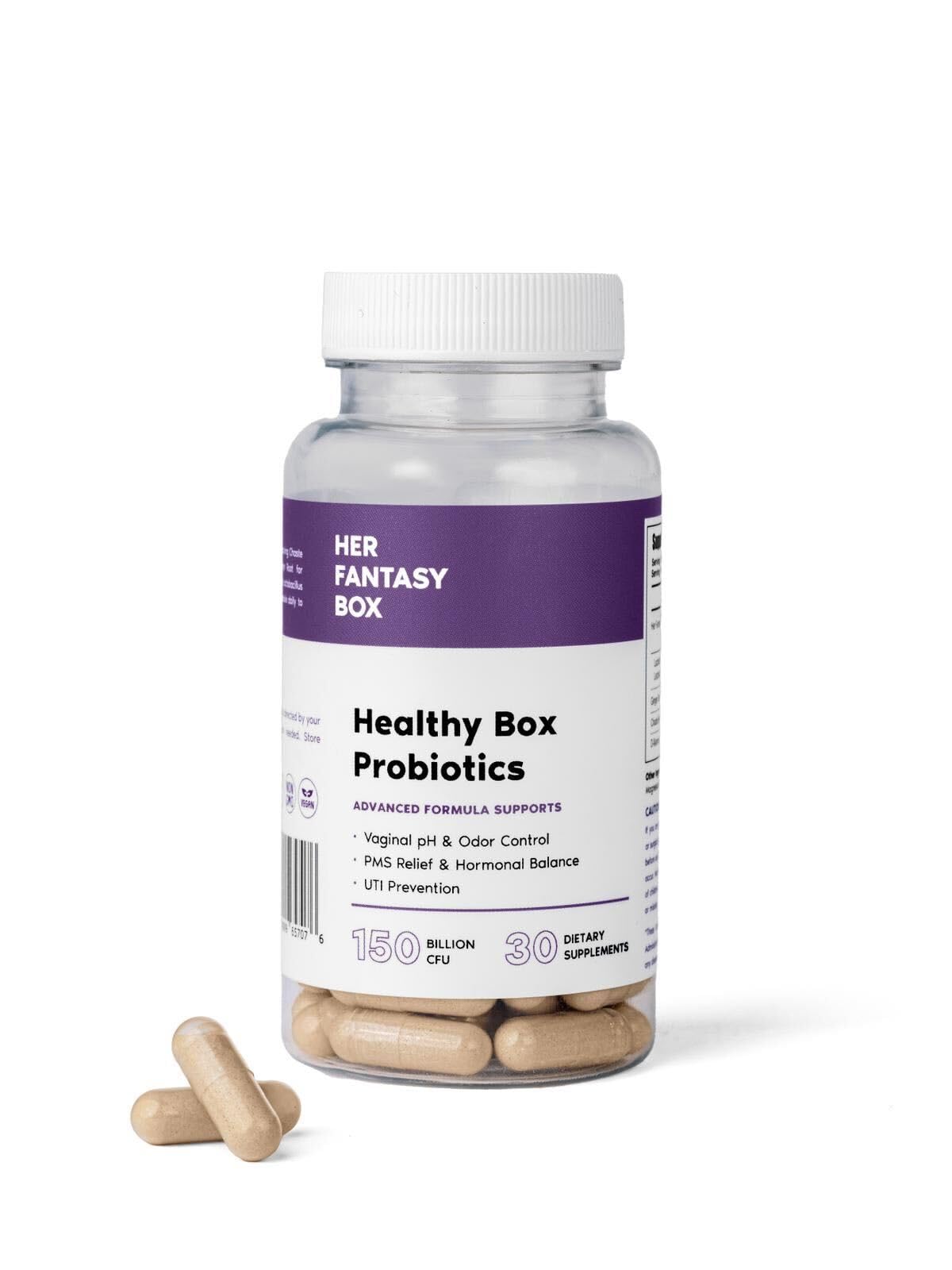 Her Fantasy Box | Premium Probiotics Vaginal Health Supplement for Women - Supports PMS Relief, Hormonal Balance & UTI Prevention | Daily Women's Wellness & Intimate Care Solution