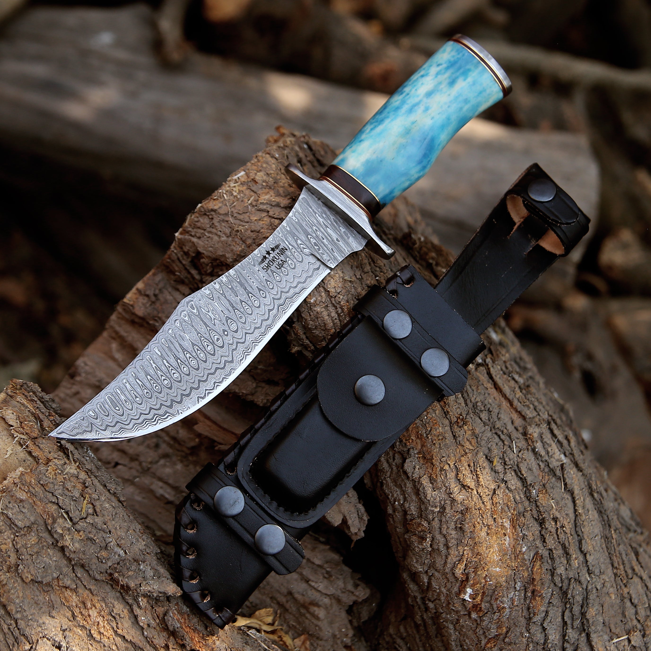 Premium Ultimatum Bowie Knife with Exotic Camel Bone Handle & Leather Sheath - Hunting, Camping, Survival & Outdoor Adventure Essential