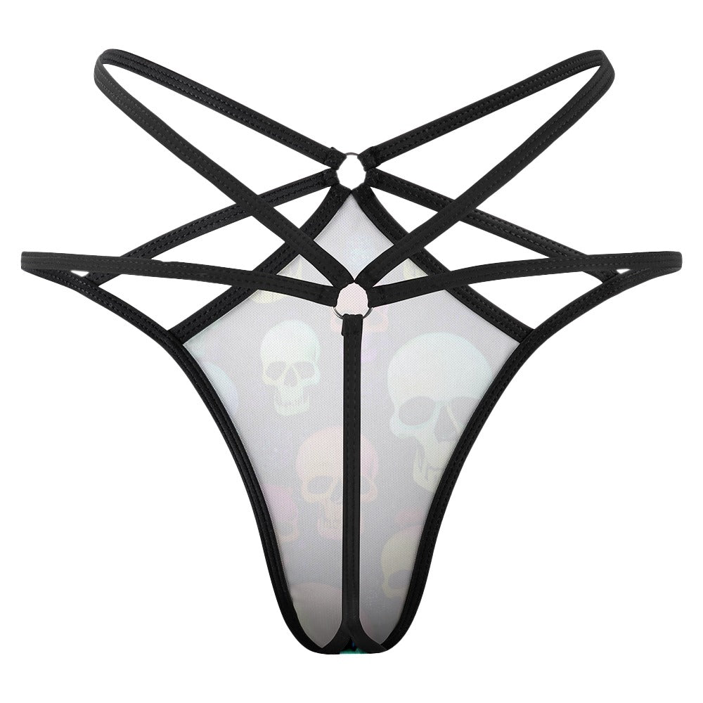 Sexy Colored Skull Print T-Back Thong Panties for Women - Gothic Lingerie, Clubwear & Costume Accessories