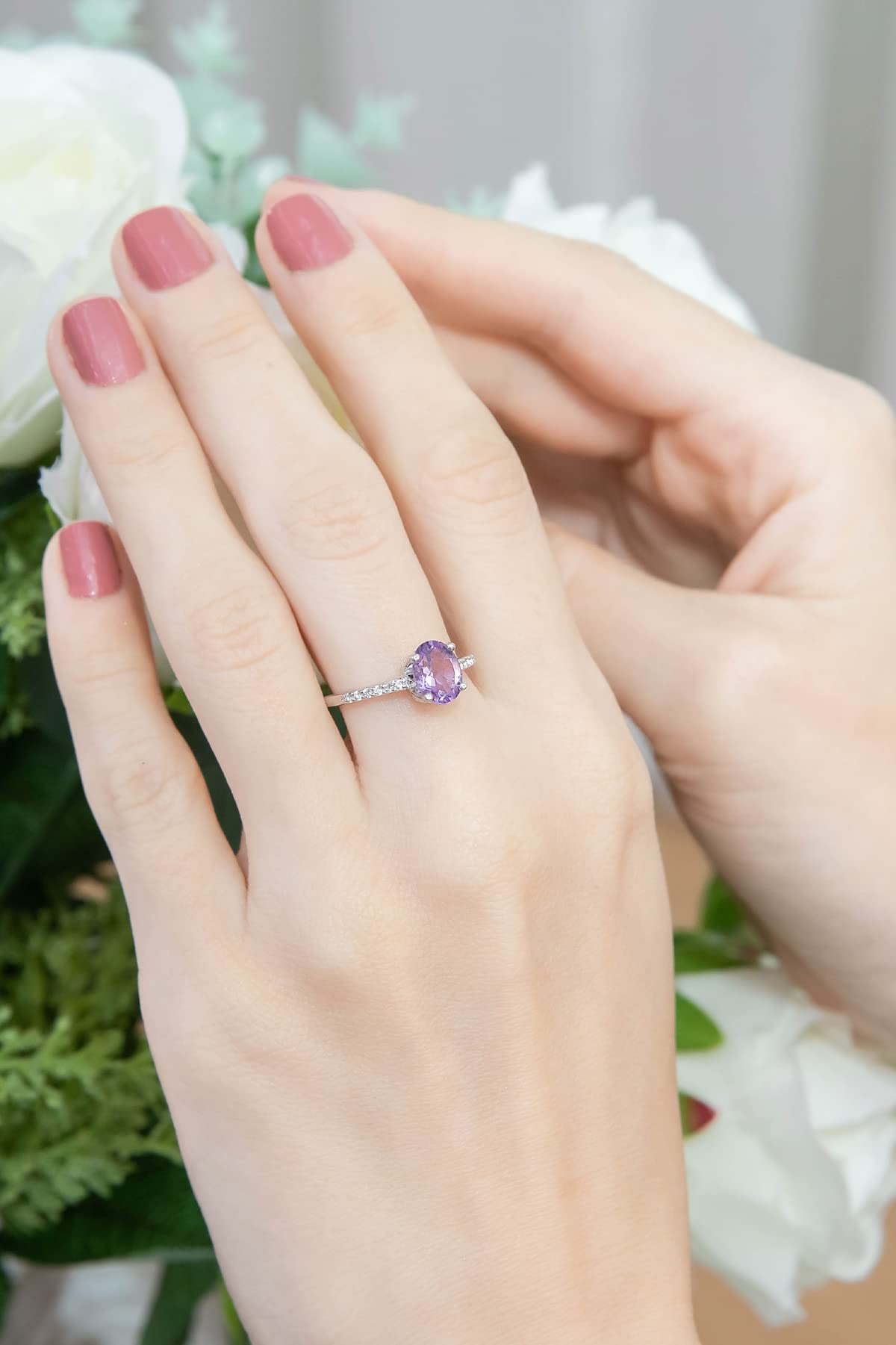 Sterling Silver Amethyst Topaz Crown Ring for Women - Elegant Gift