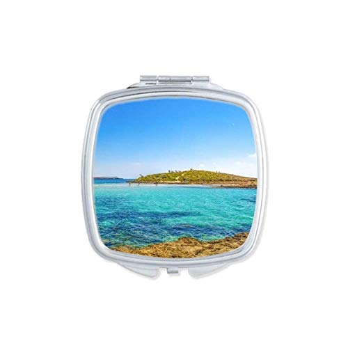 DIYthinker Ocean Water Island Science Nature Picture Mirror - Portable Compact Pocket Makeup Mirror with Double Sided Glass for Travel, Home Decor & Vanity Organizer