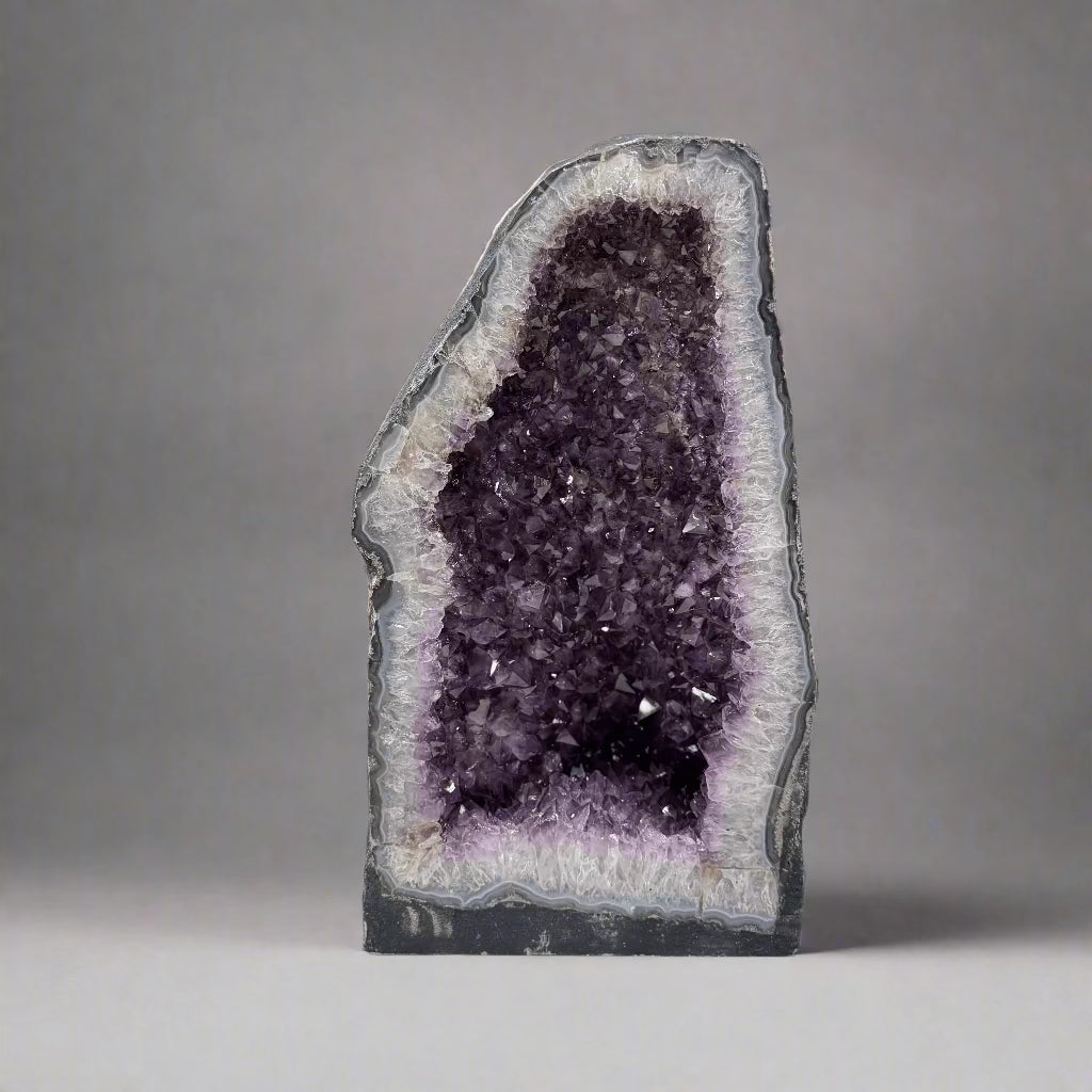 Natural Brazilian Amethyst Geode Cathedral - Large 17-44 lbs | Healing Crystal Decor for Home, Office & Meditation Spaces