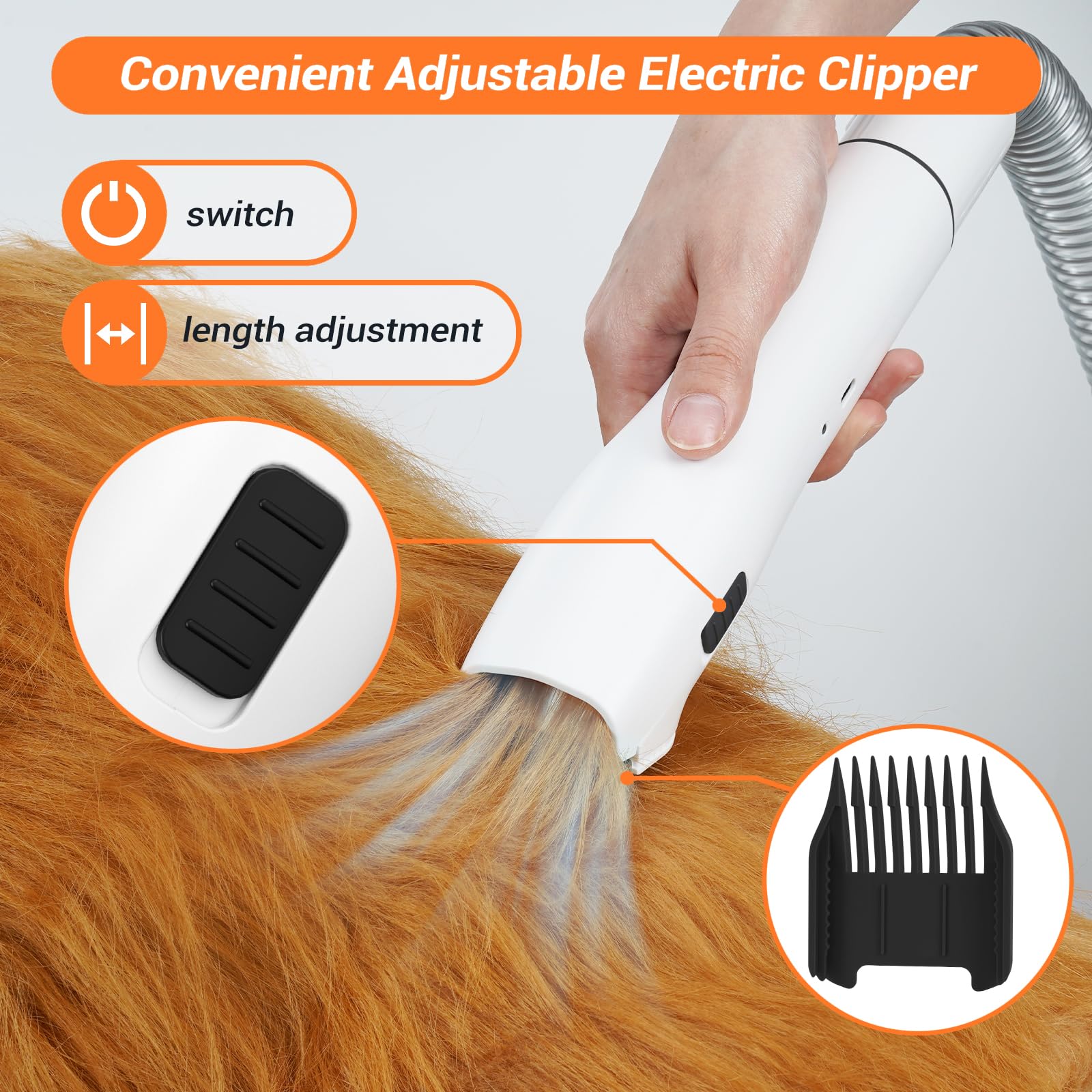 Pet Grooming Vacuum with 12000Pa Strong Suction - Dog Hair Clipper & Grooming Kit for Shedding Control - Includes 5 Tools & 1.5L Capacity - Perfect for Home Pet Grooming & Professional Use